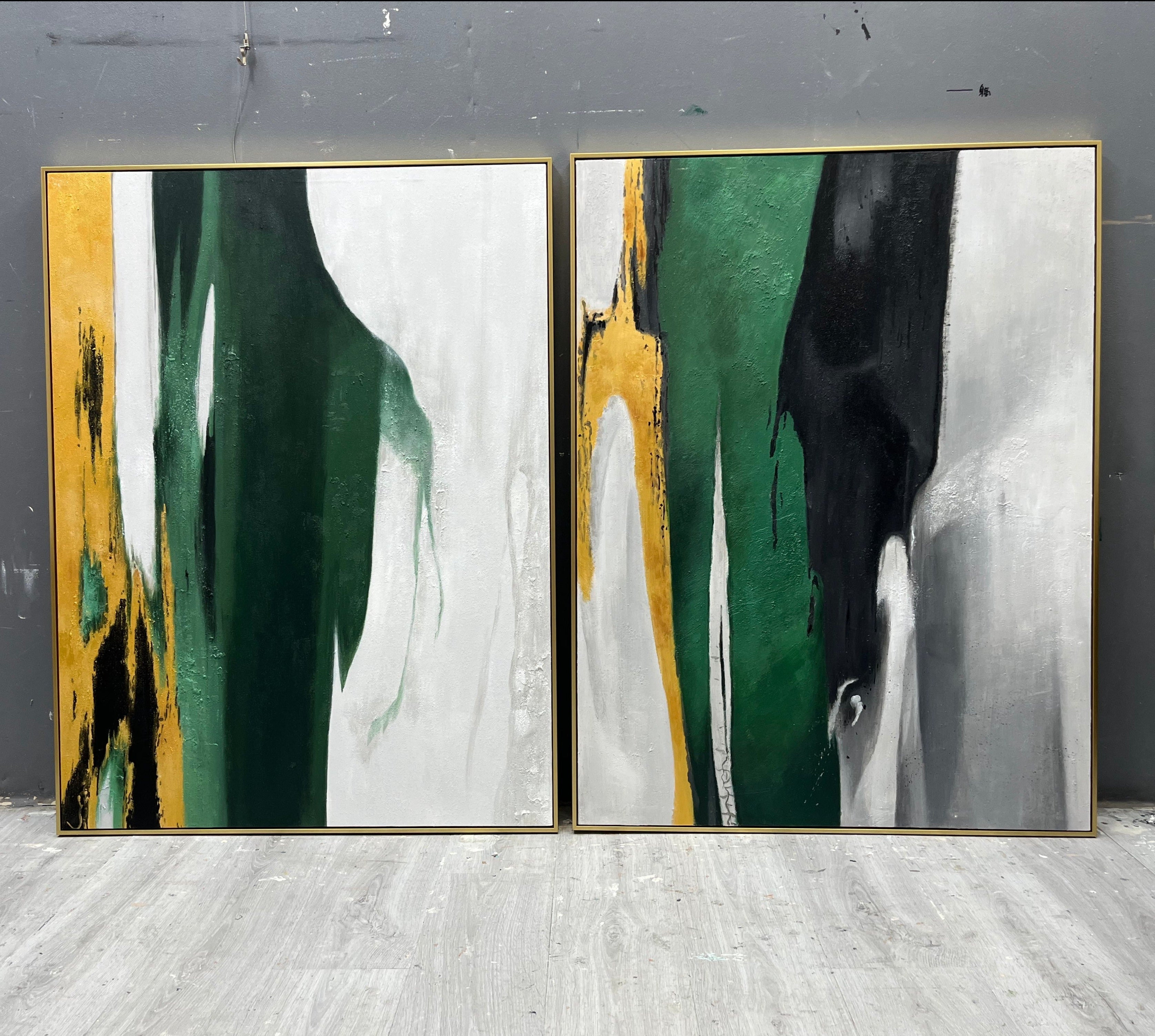 Green And Gold Abstract Painting #ABAV134