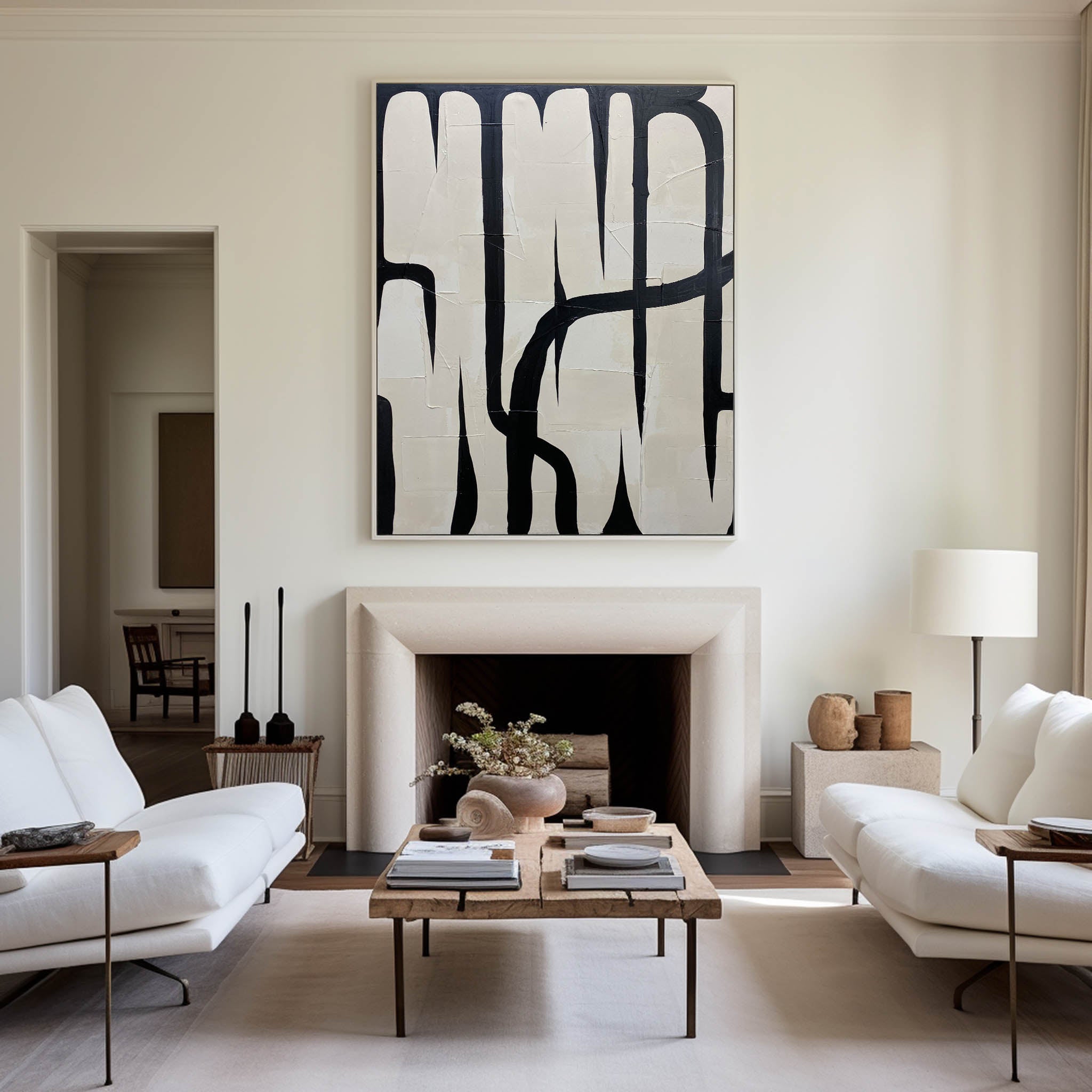 Black And White Abstract Painting #ABAV273