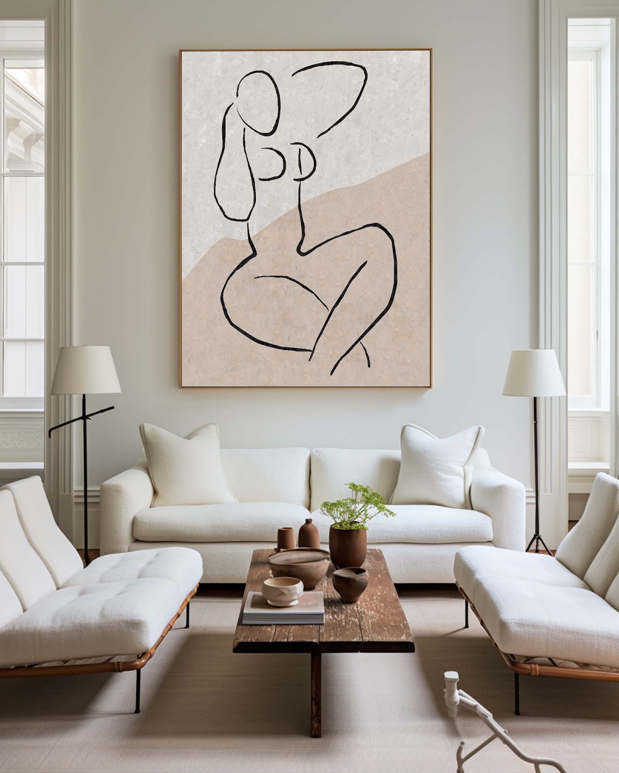 Beige Minimalist Abstract Painting #ABAV203