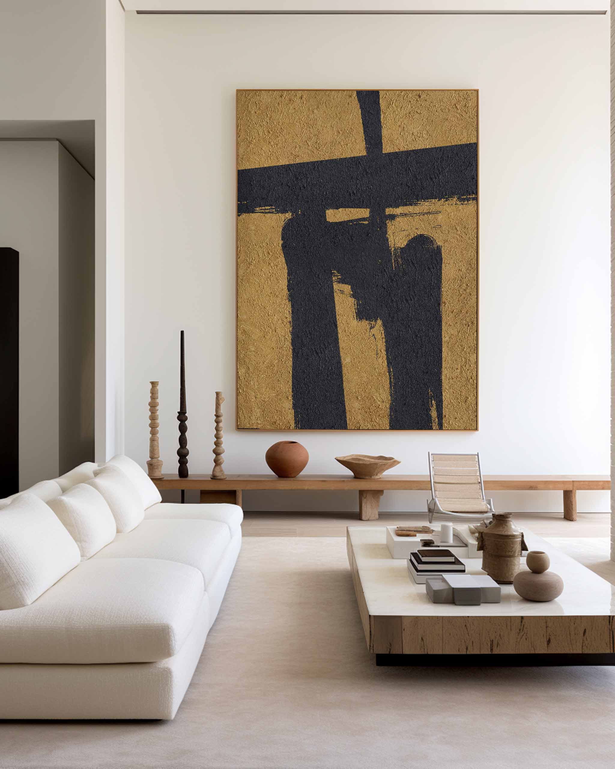 Black Gold Abstract Minimalist Painting #ABAV65