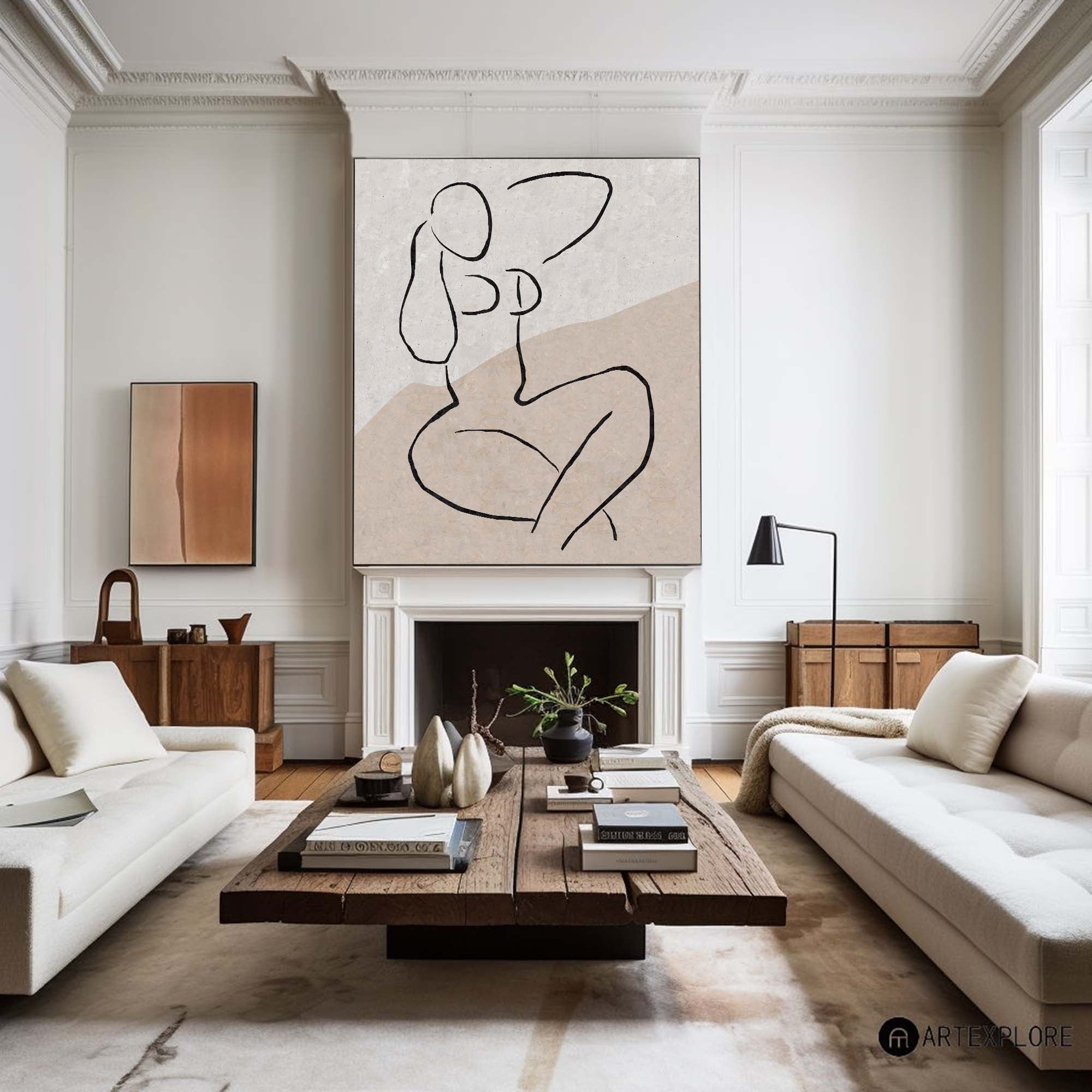 Beige Minimalist Abstract Painting #ABAV203