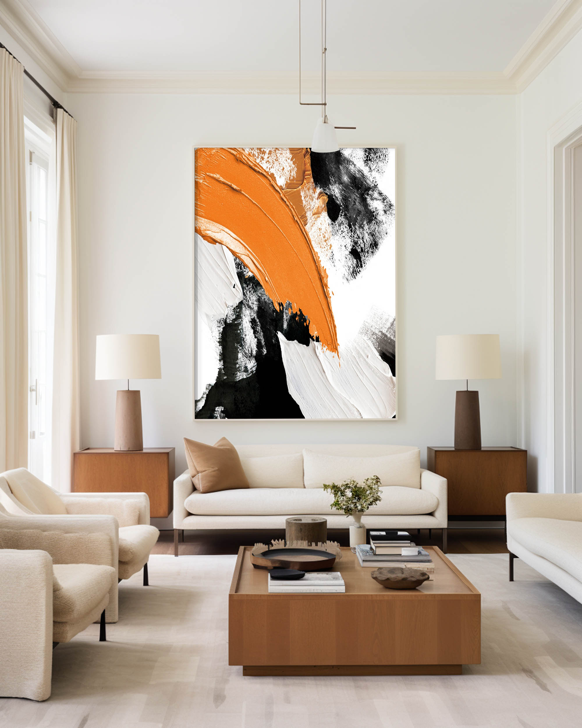Yellow And Black Abstract Painting #ABAV127