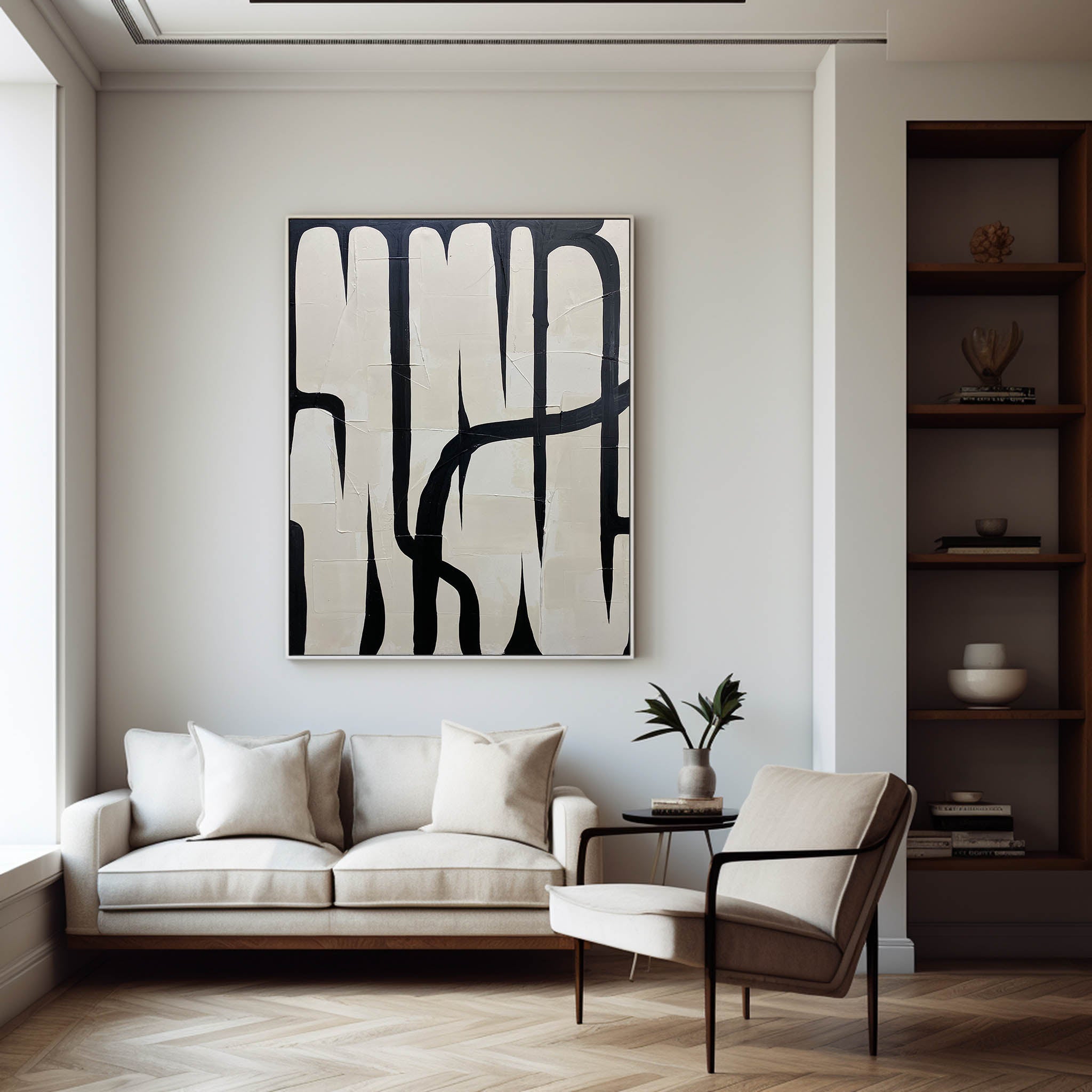 Black And White Abstract Painting #ABAV273
