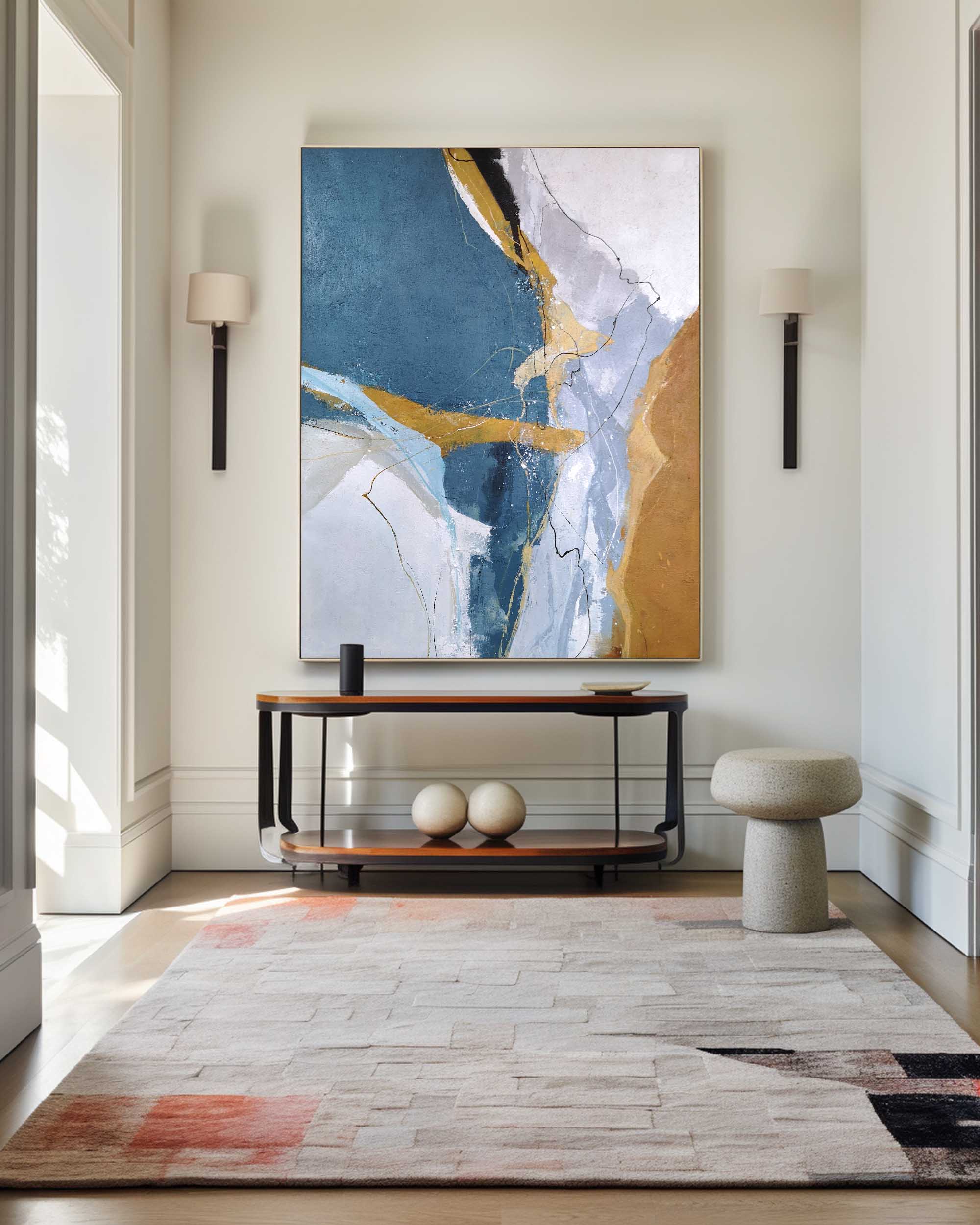 Blue Gold Abstract Art #ABAV68