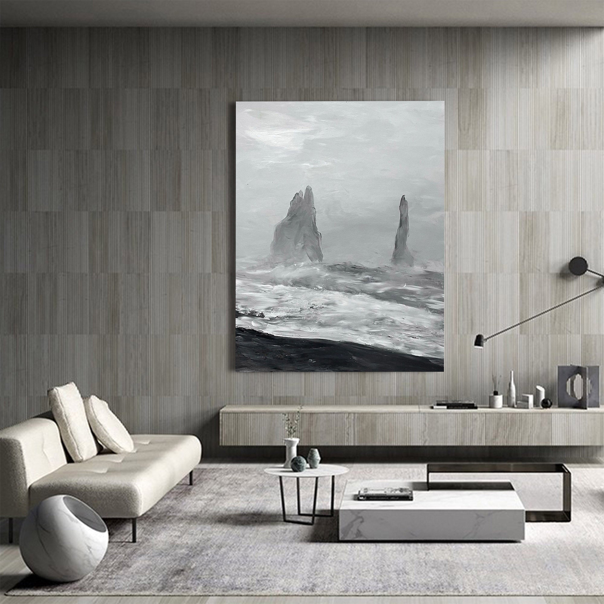 Black And White Seascape Painting #ABSV23