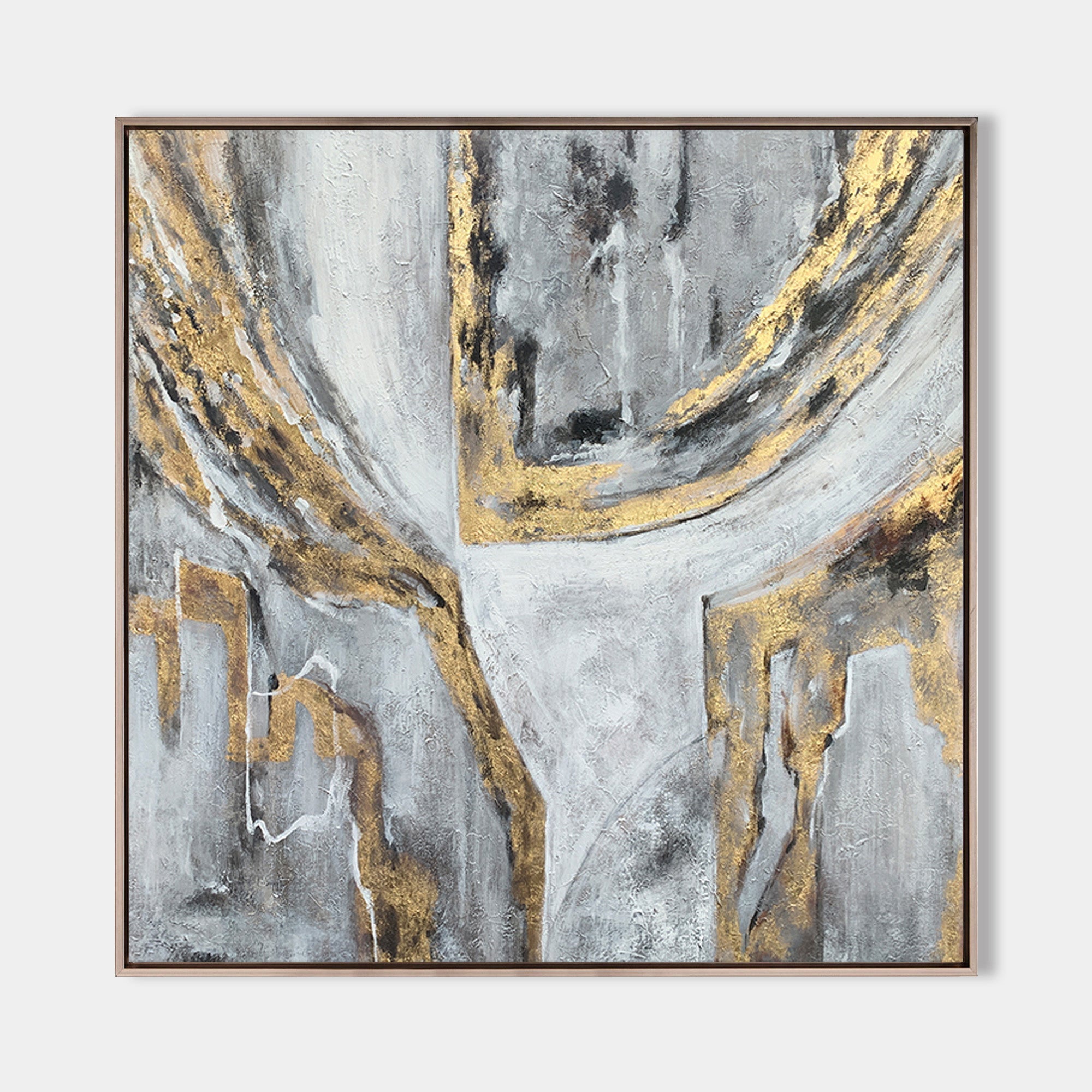 Gray Gold Abstract painting #ABAS19