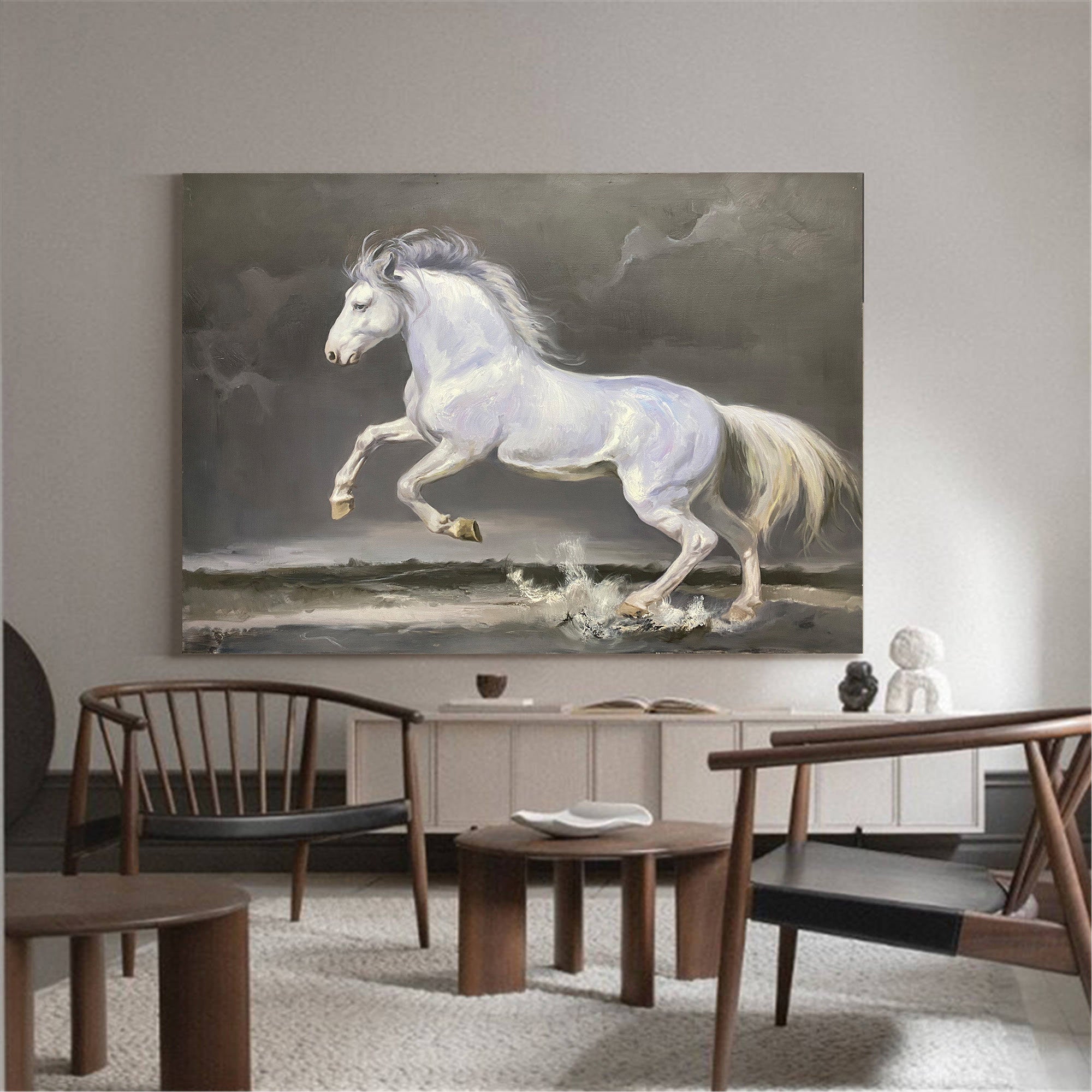 Running White Horse Painting #ANH33