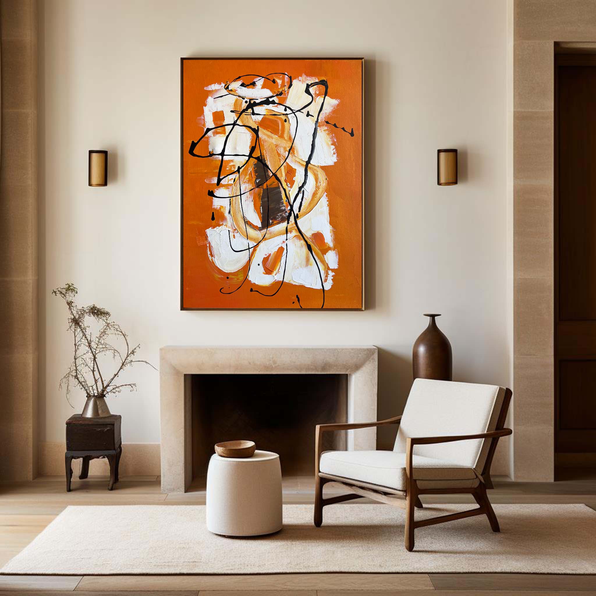 Orange Abstract Painting #ABAV183