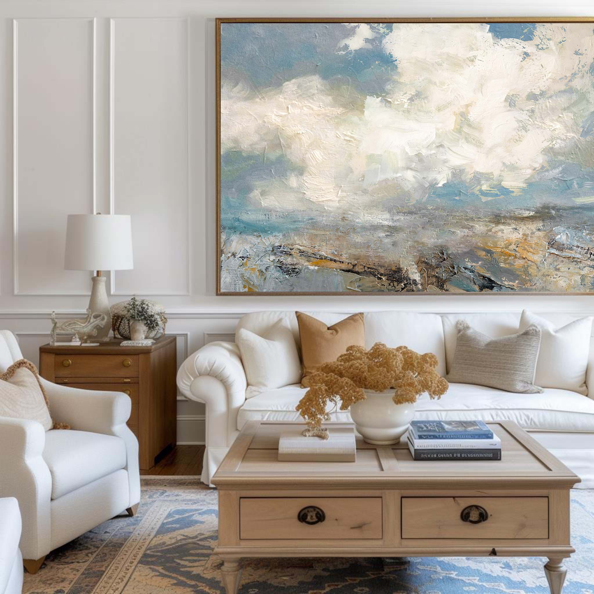 Extra Large Abstract White Cloud Painting #ABSH07