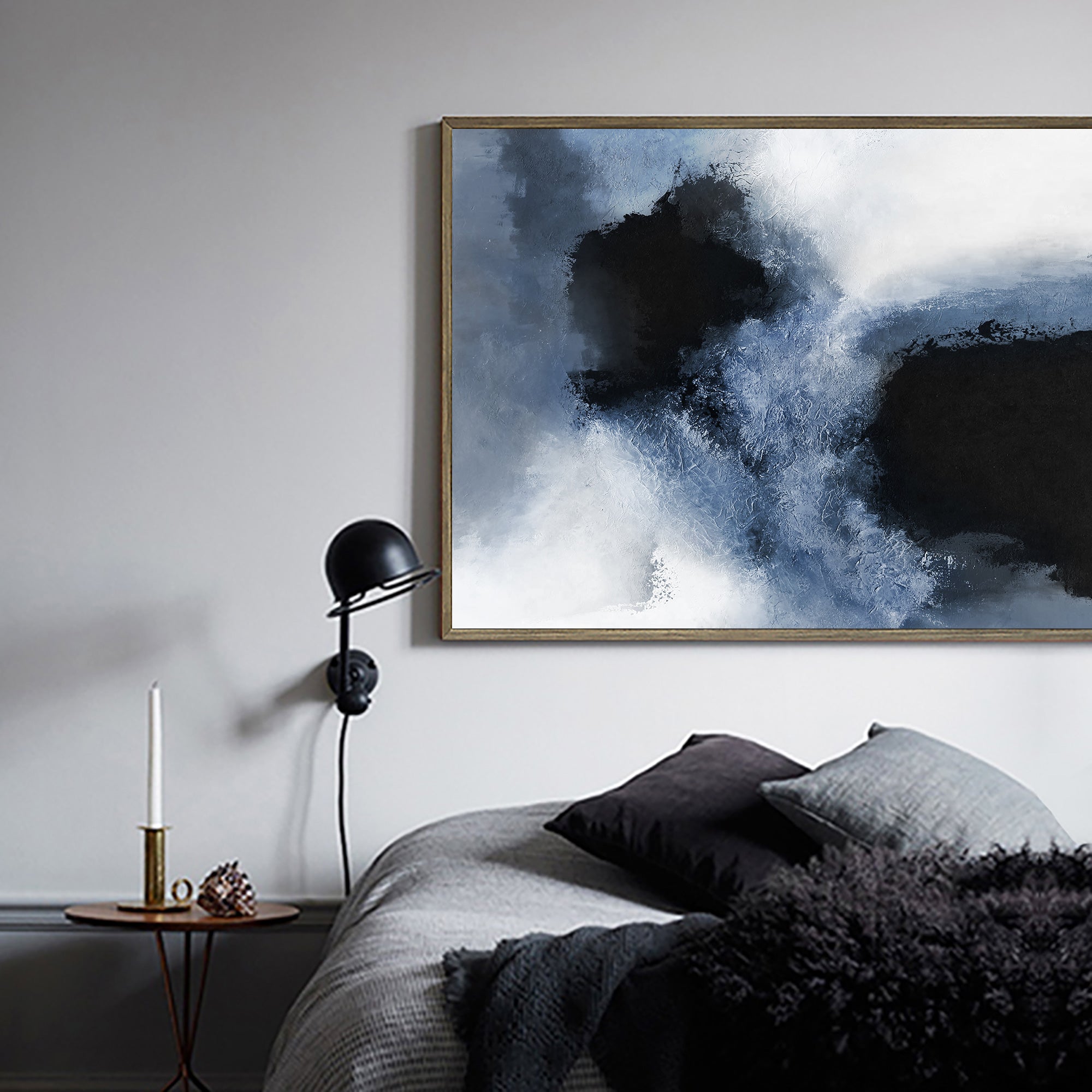 Blue Black Abstract Painting #ABAH23