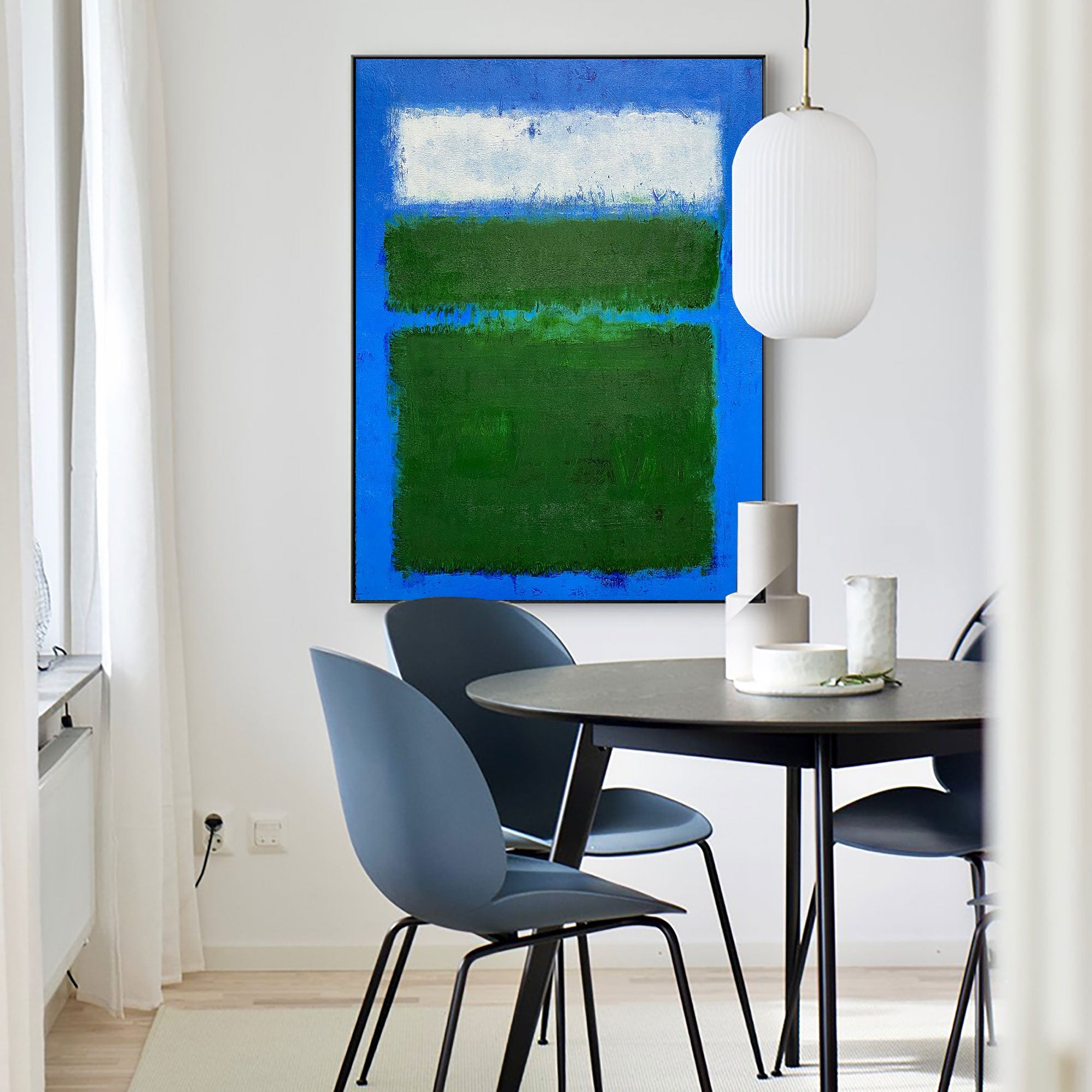 Peinture minimaliste bleue et verte #ABAV124