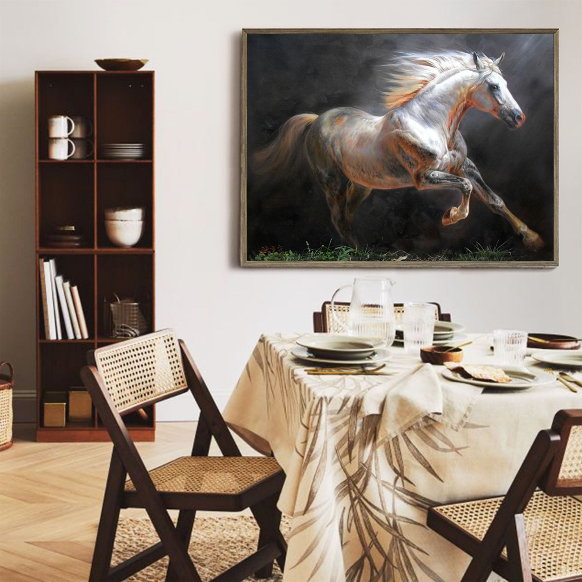 Running White Horse Painting #ANH44