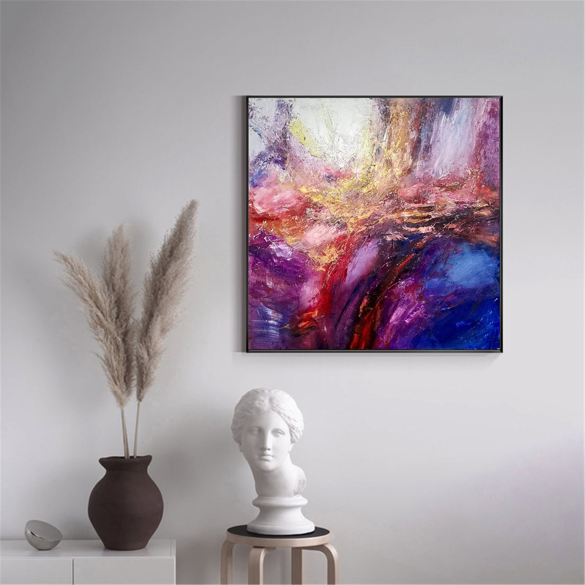 Gold Pink Blue Abstract Painting #ABAS44