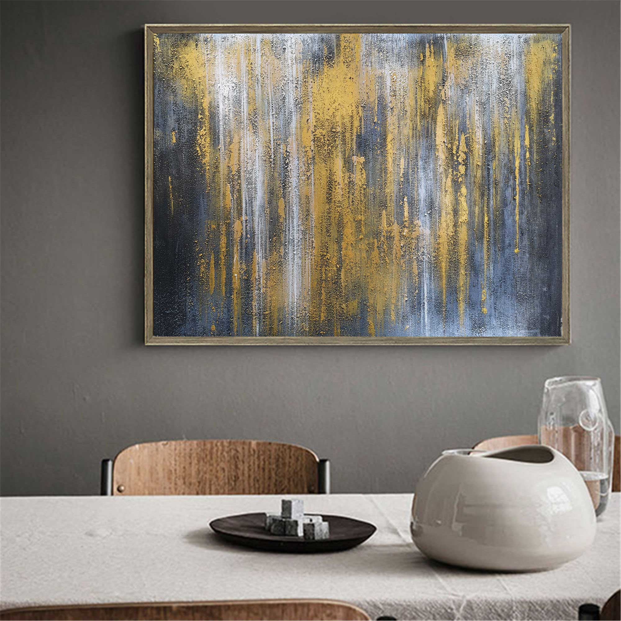 Grey And Gold Abstract Art #ABAH31