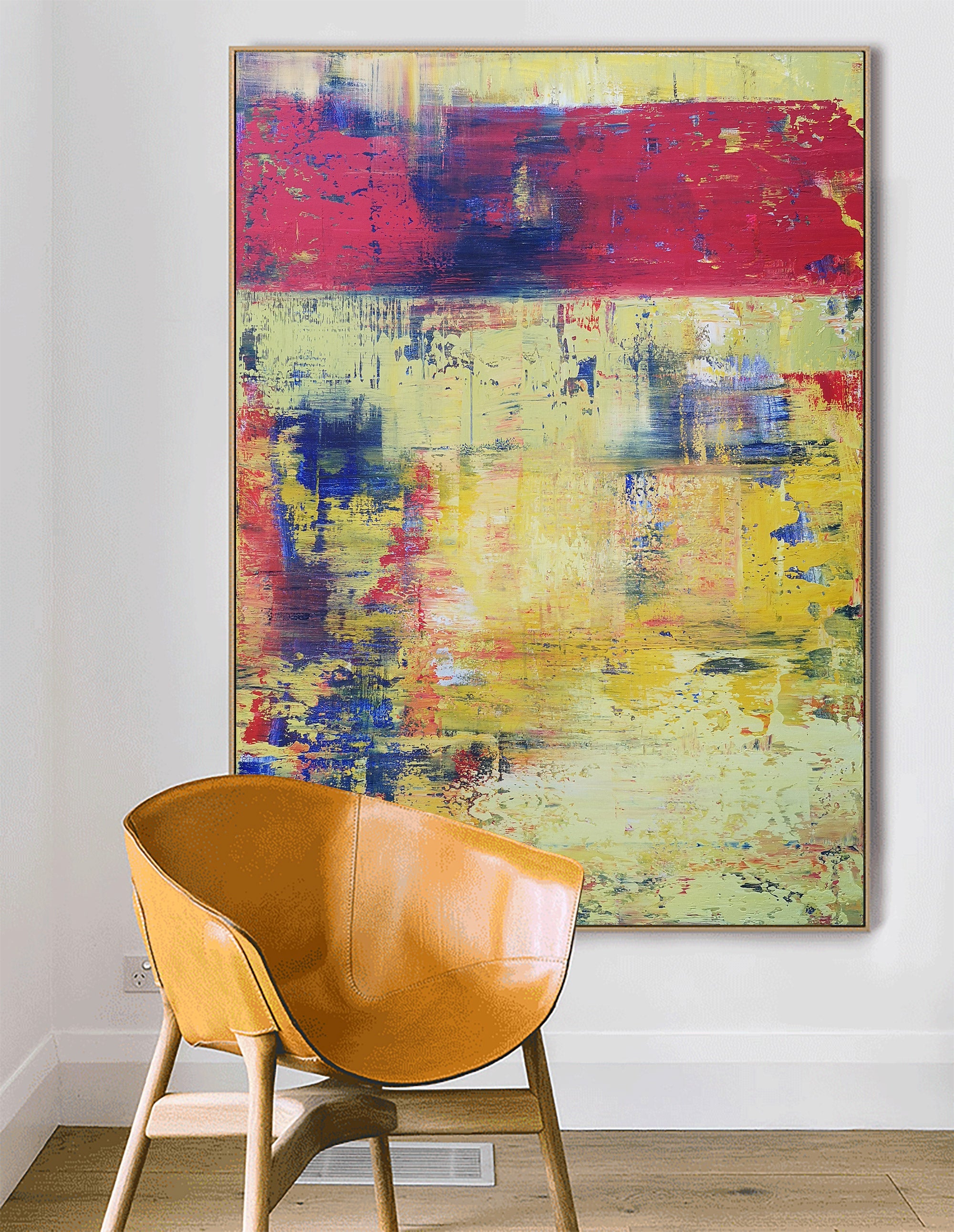 Yellow Red Abstract Painting #IS57