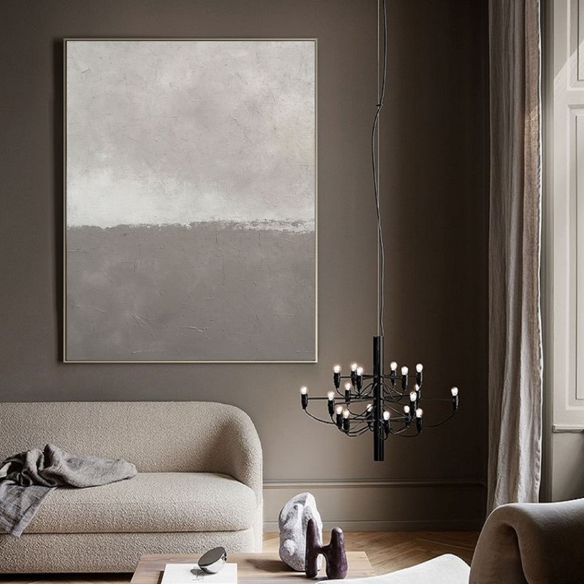 Peinture abstraite beige gris 30'' X 40'' #IS39