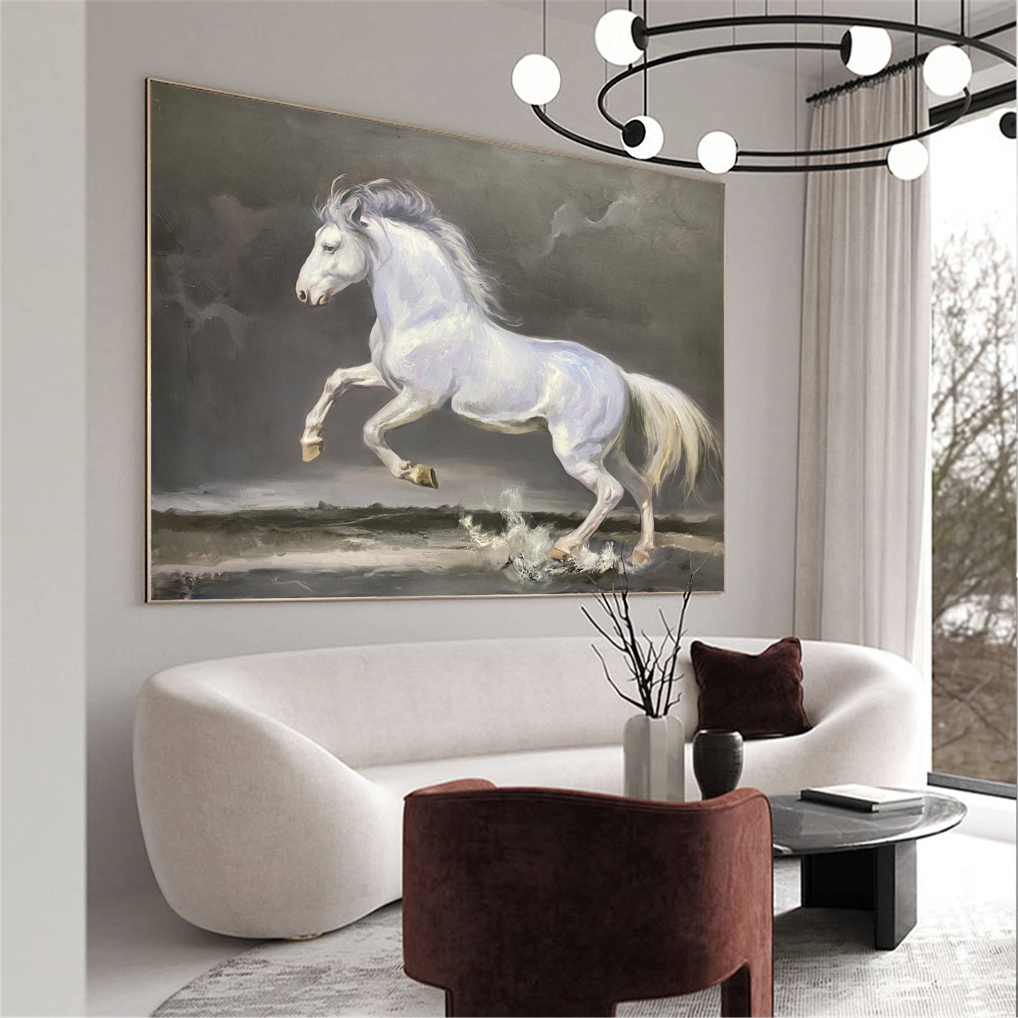 Running White Horse Painting #ANH33