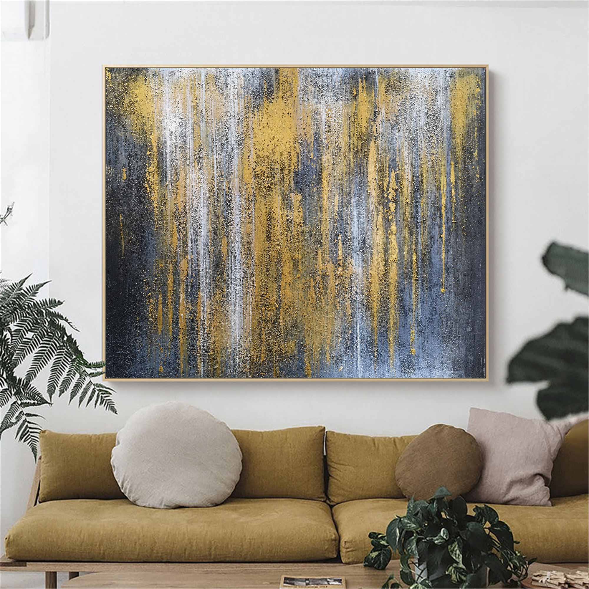 Grey And Gold Abstract Art #ABAH31