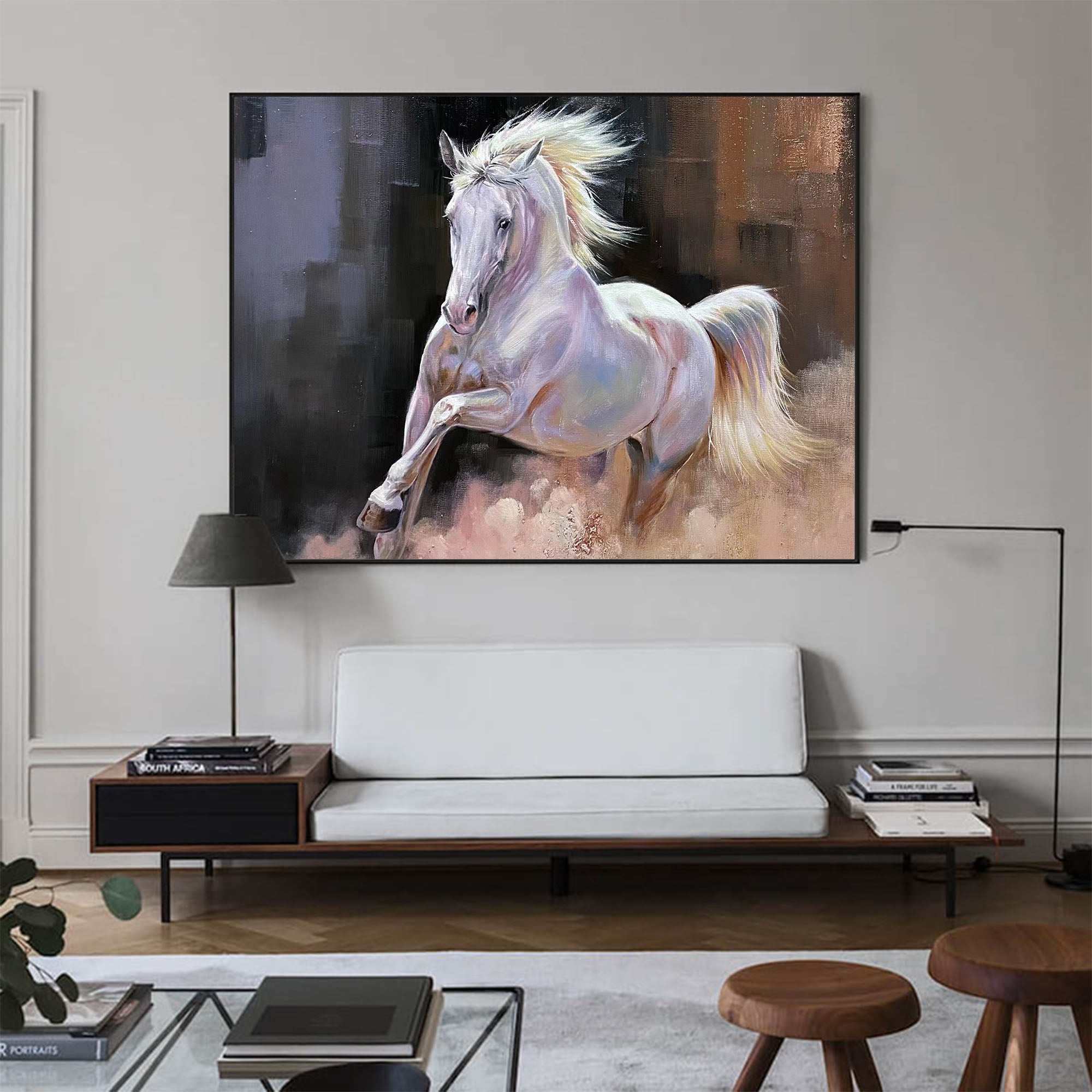 Running White Horse Painting #ANH43