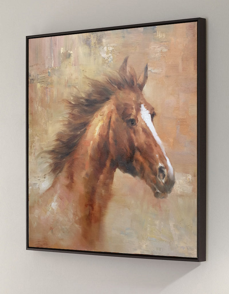 Peinture de portrait de cheval brun #ANH10