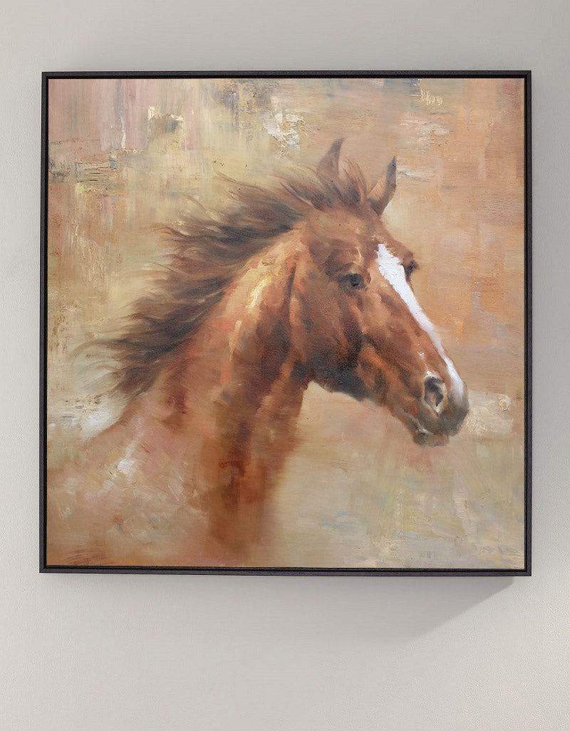 Peinture de portrait de cheval brun #ANH10