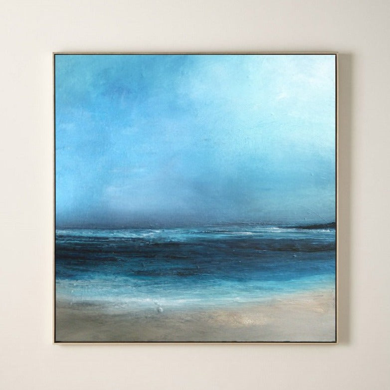 Large Original Sea Level Blue Oil Painting #ABSS07