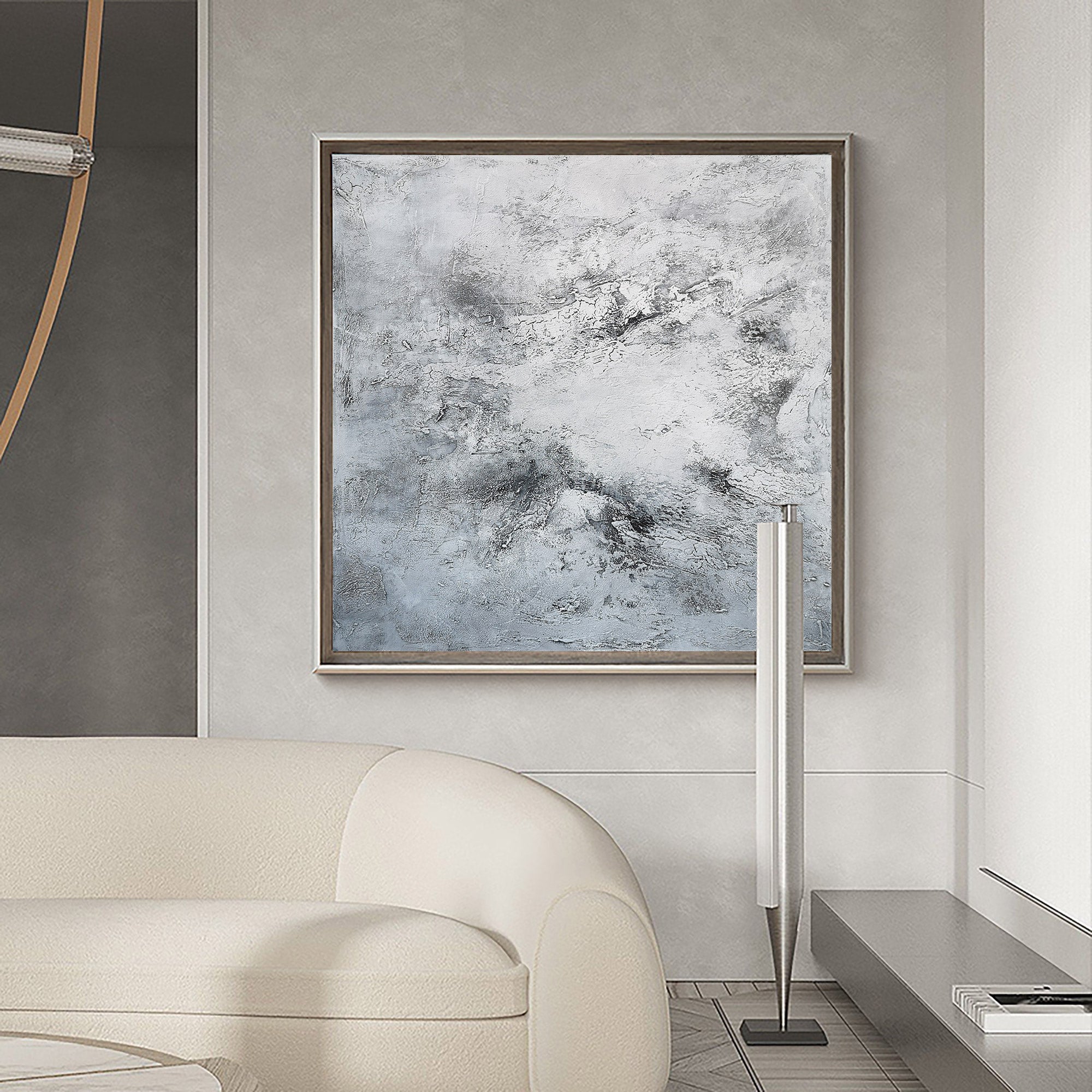 Grey WHite Abstract Painting  #IS46