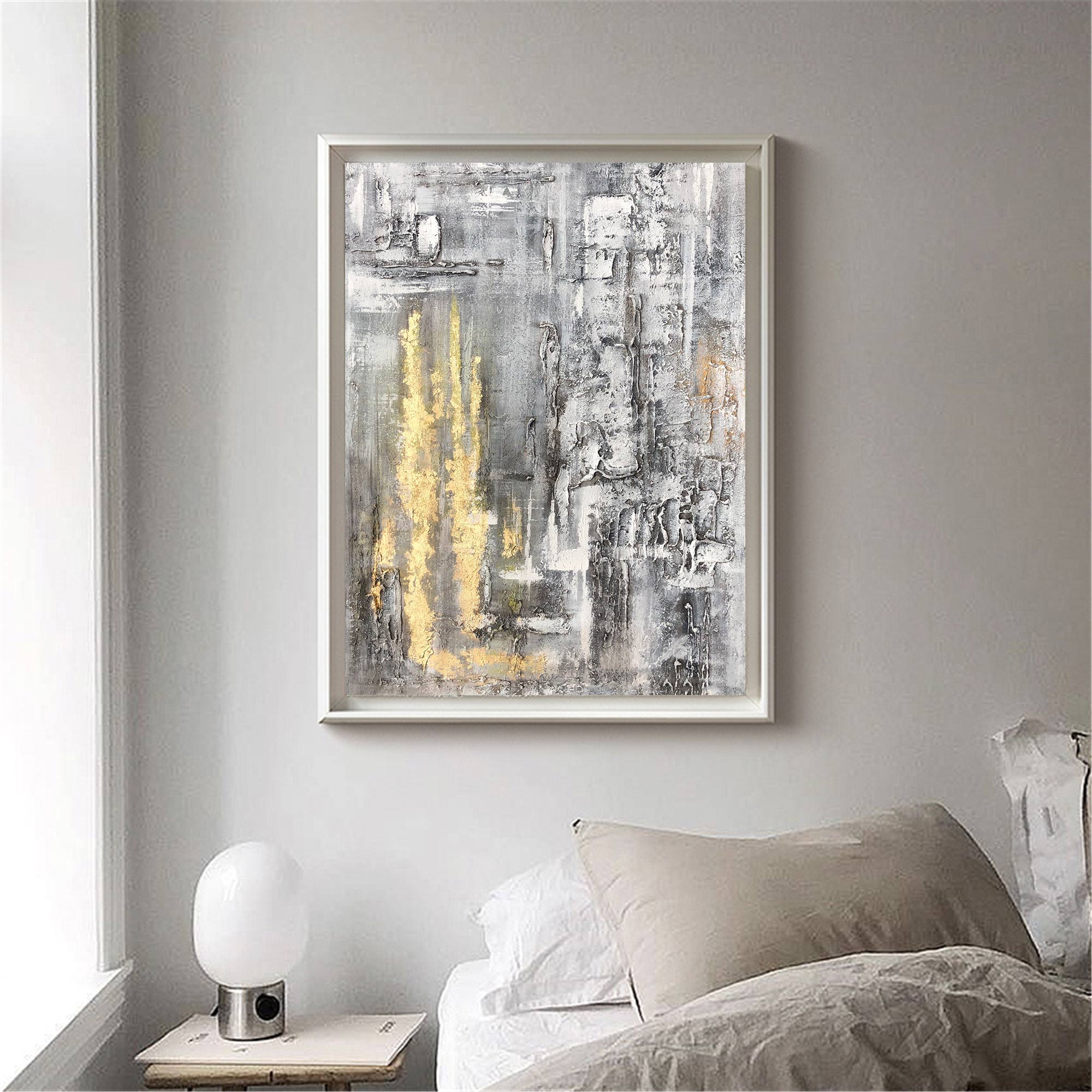 Grey And Gold Abstract Art #ABAV75