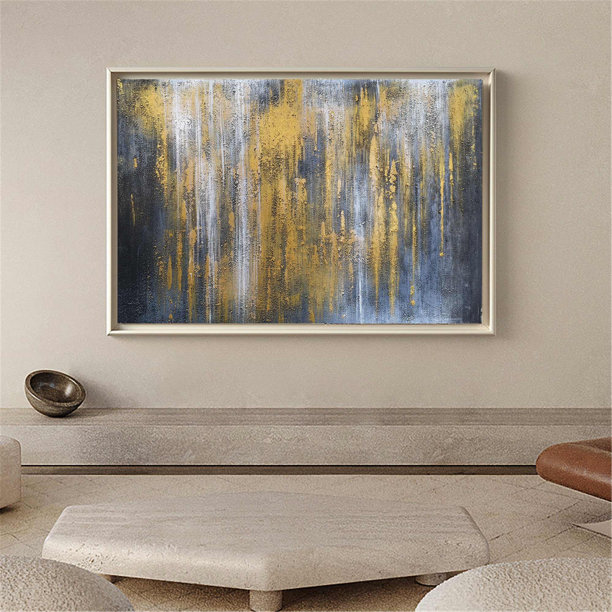 Grey And Gold Abstract Art #ABAH31