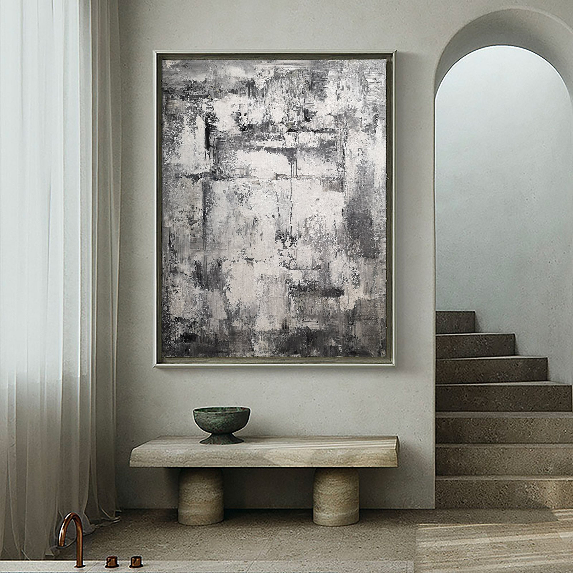 Grey White Abstract Painting #IS36