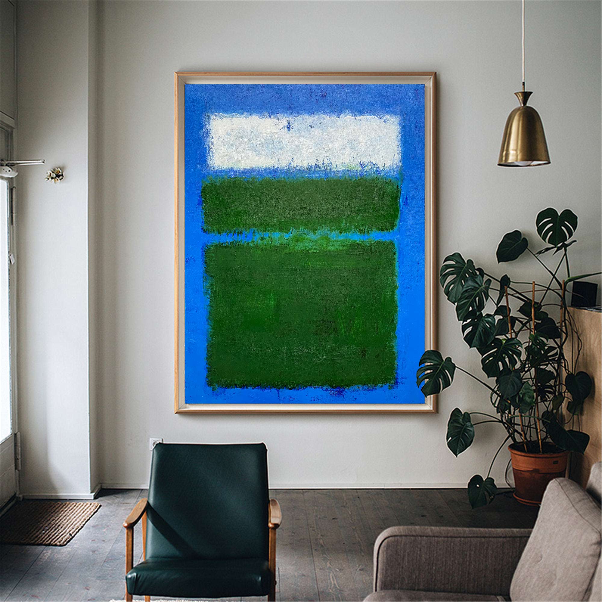 Peinture minimaliste bleue et verte #ABAV124