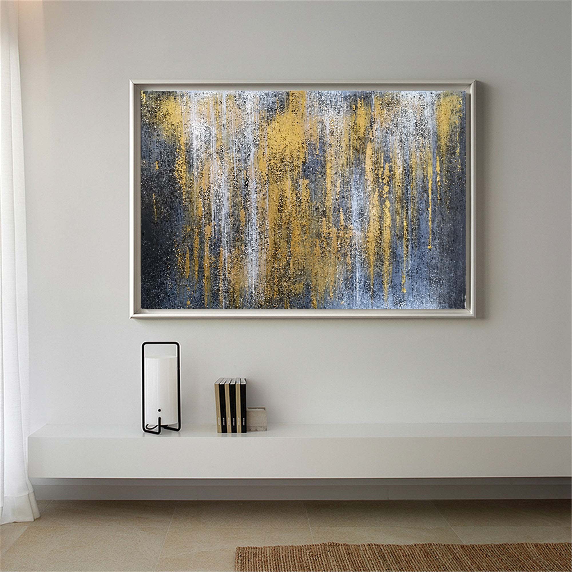 Grey And Gold Abstract Art #ABAH31