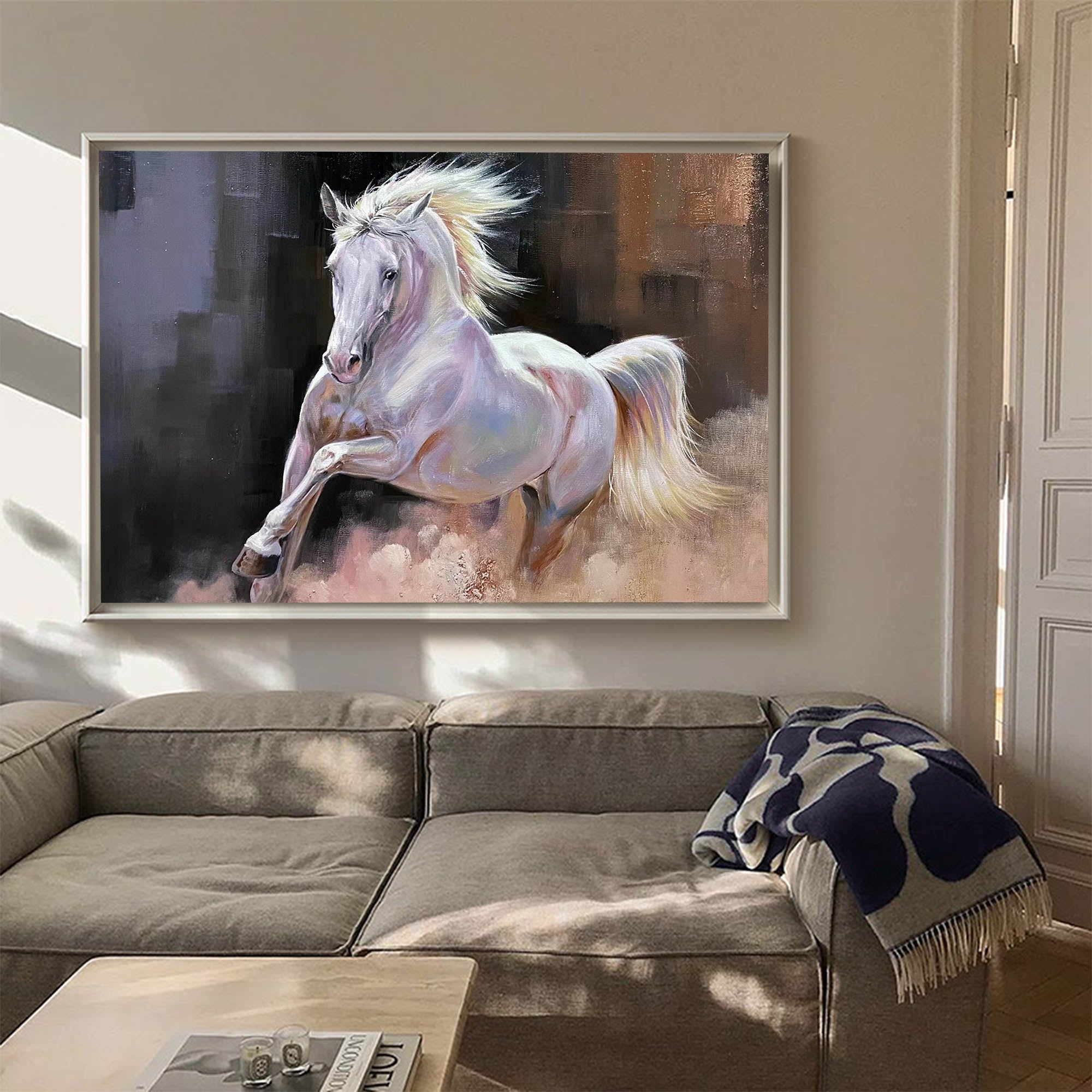 Peinture de cheval blanc courant #ANH43