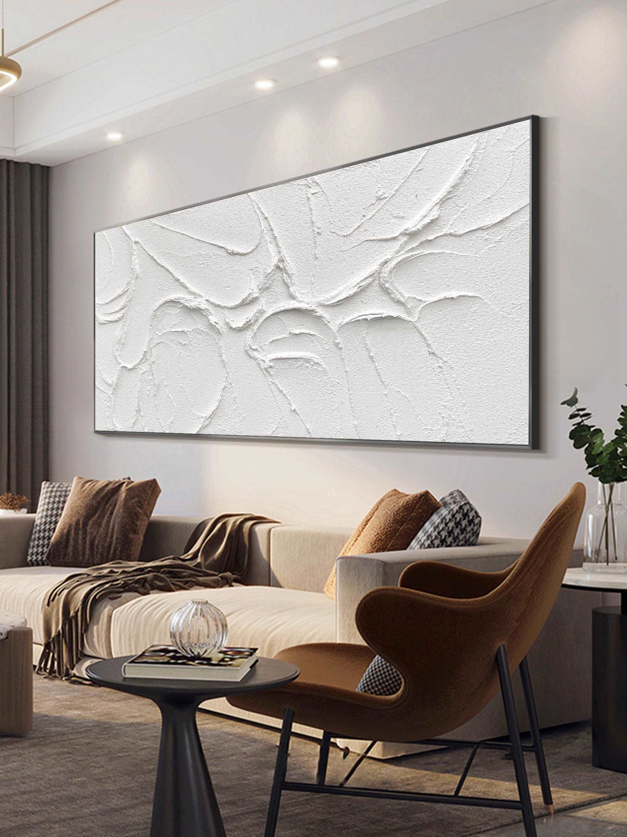 3D White Abstract Painting #ABAH44