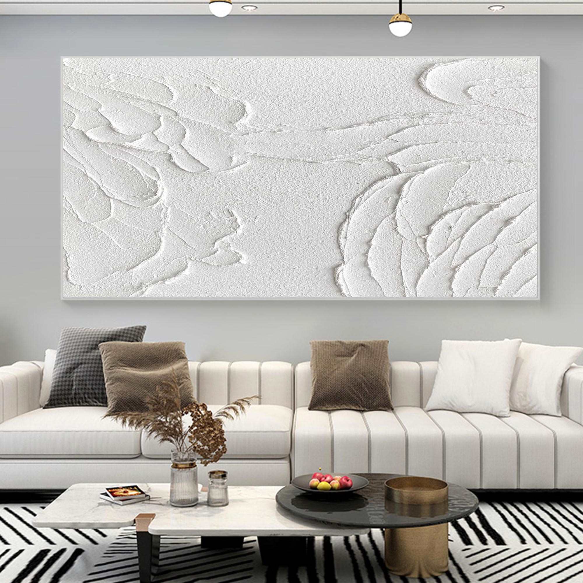 3D White Abstract Painting #ABAH43