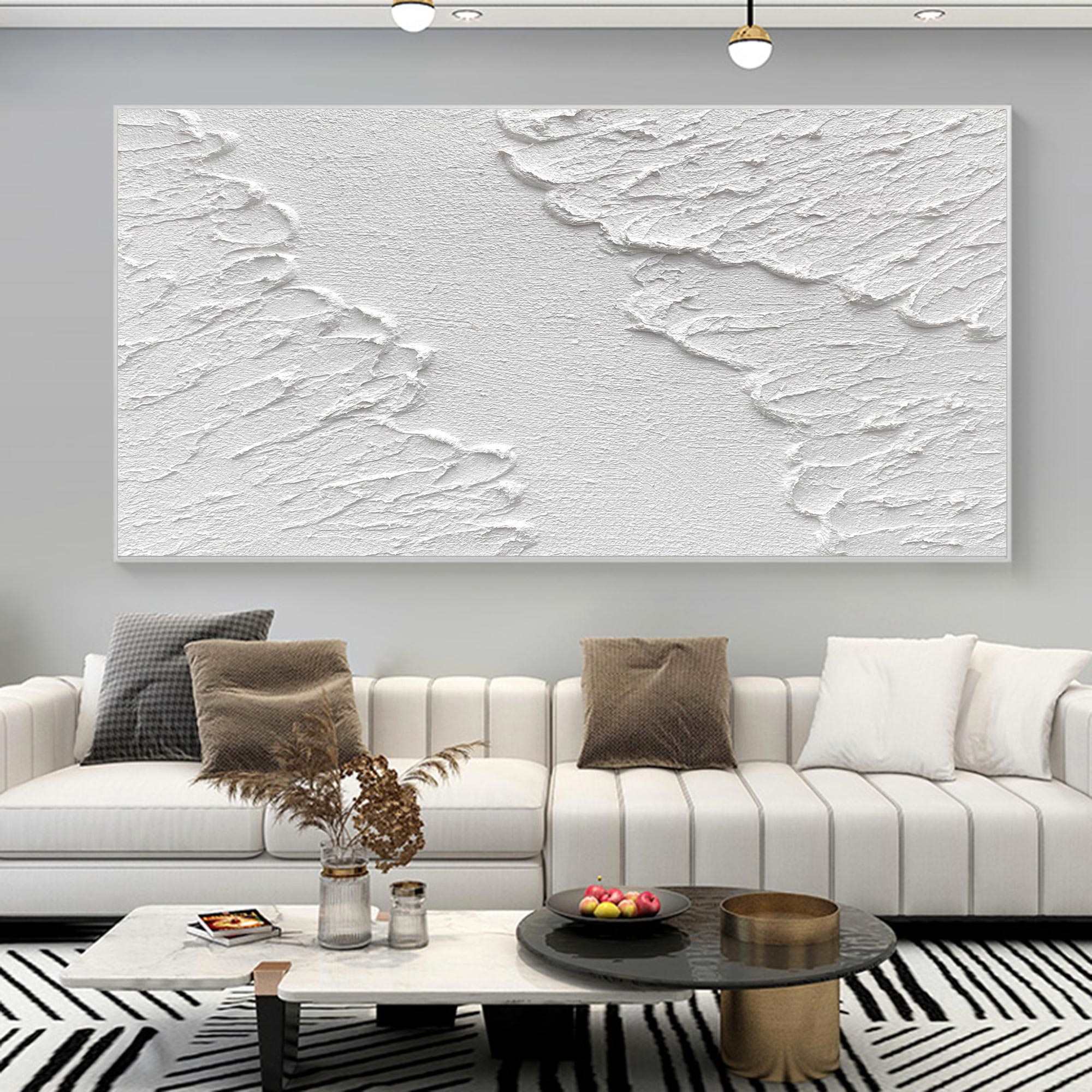 3D White Abstract Painting #ABAH45