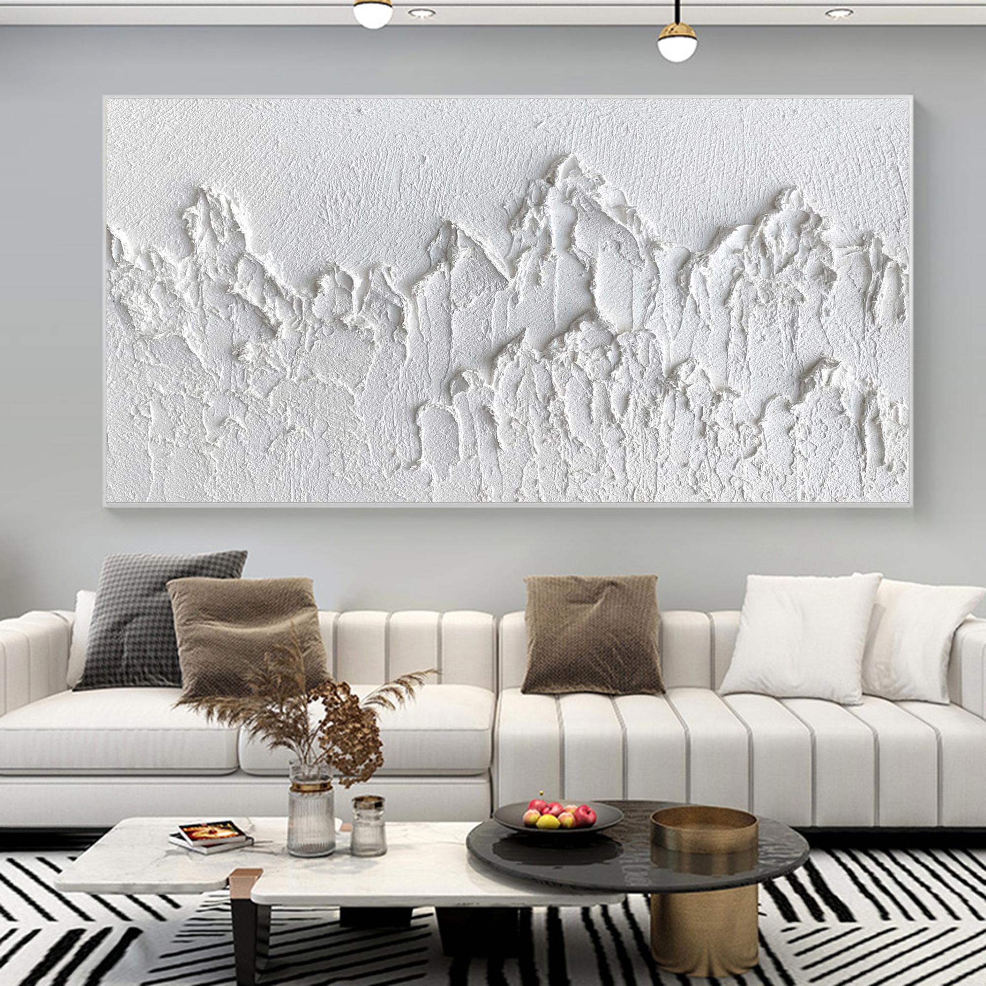 Luxury White Abstract Painting #ABAH41