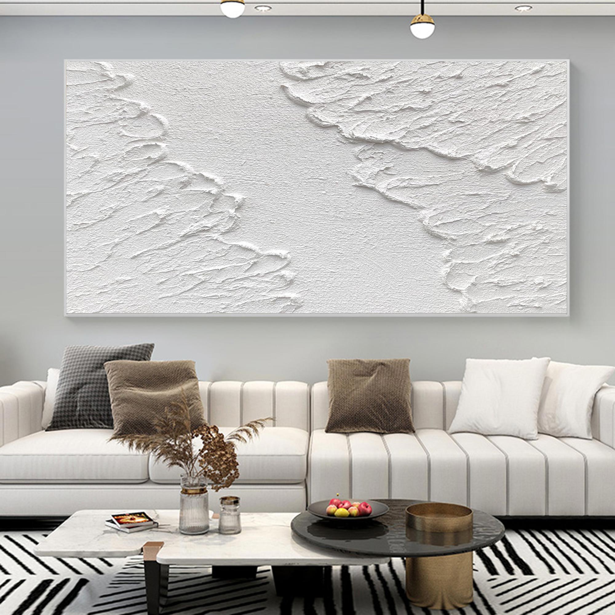 Luxury White Abstract Painting #ABAH42