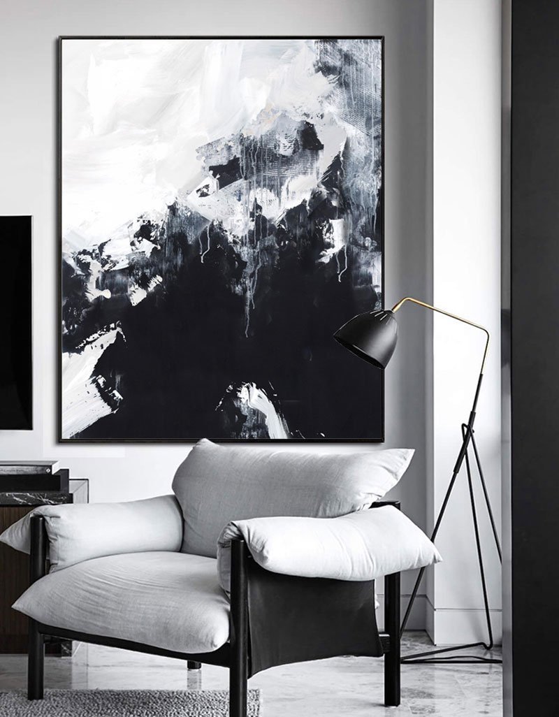 Black And White Abstract Oil Painting #ABAV07