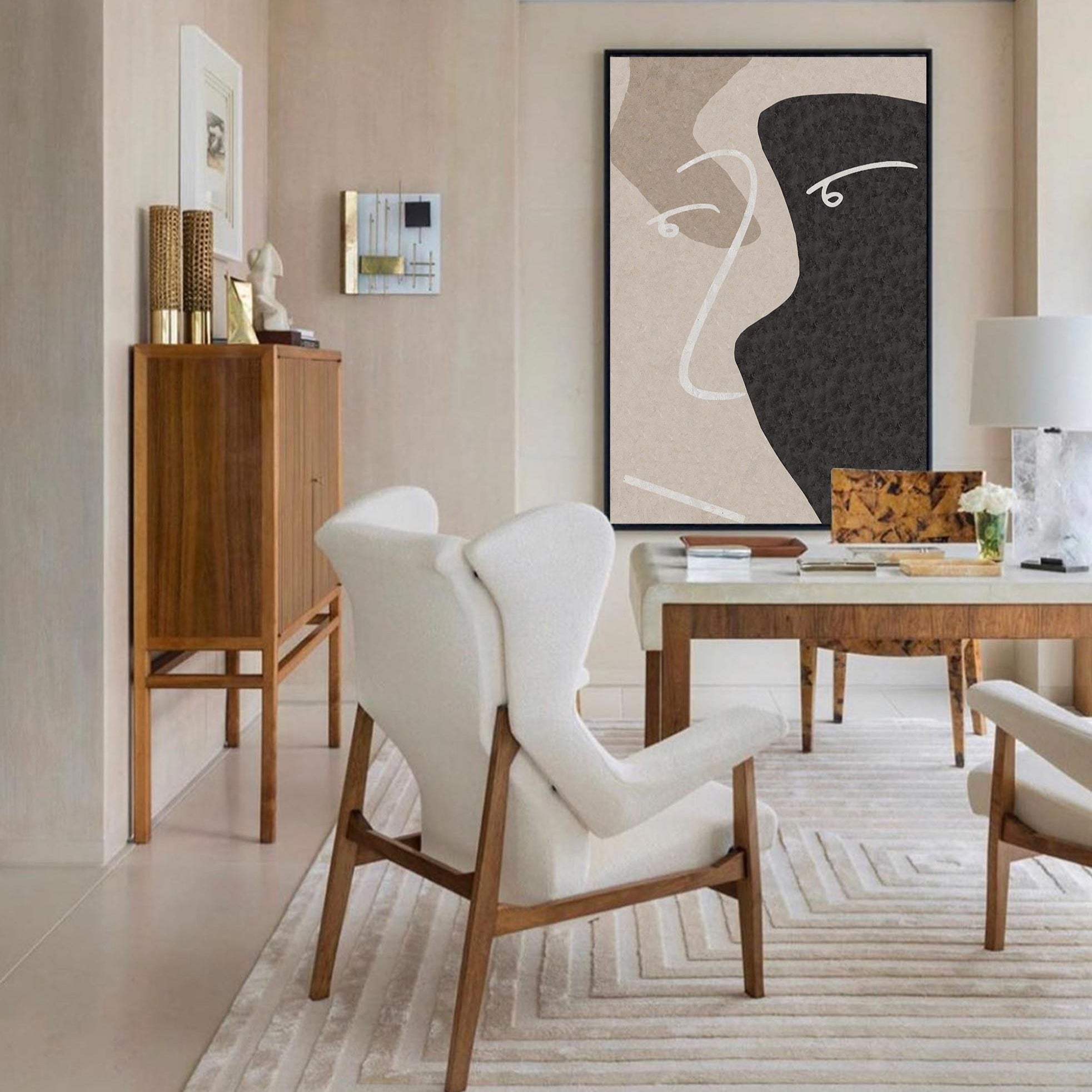 Beige Minimalist Abstract Painting #ABAV198