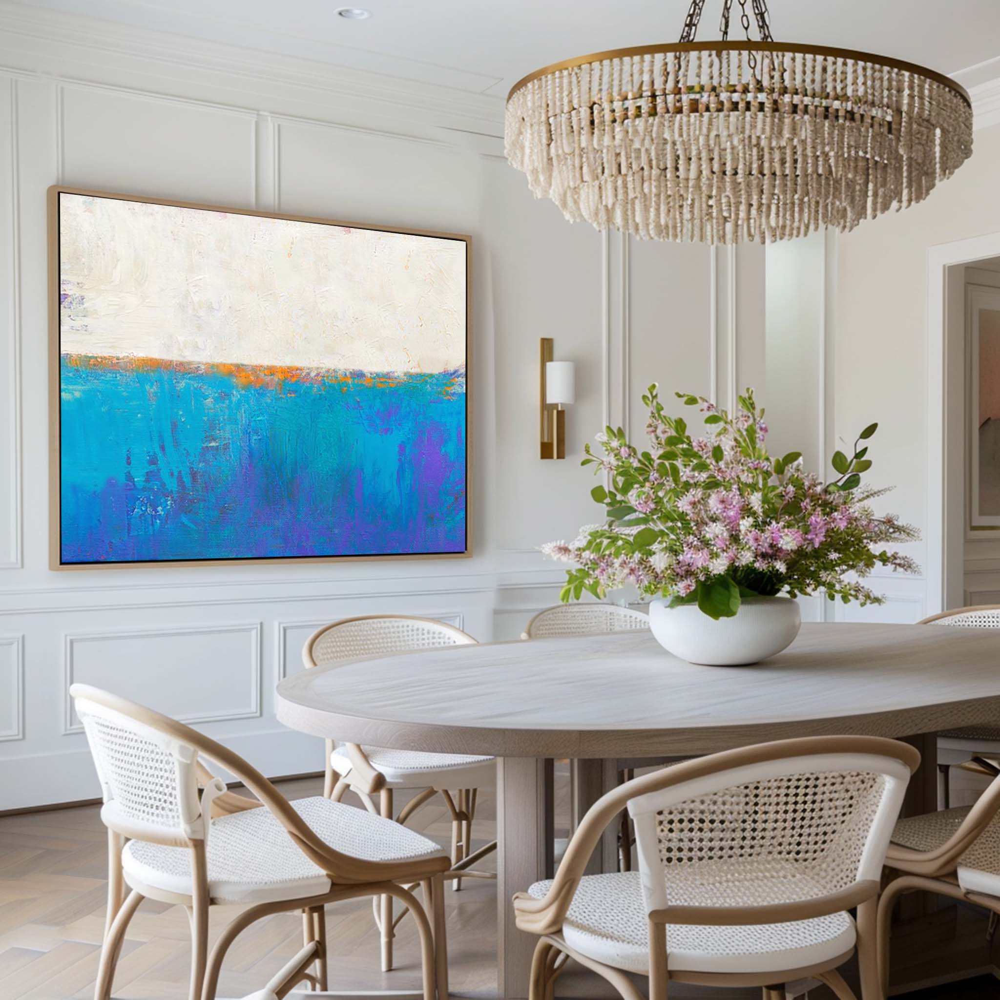 Original Blue Seascape Skyline Painting #ABSH21