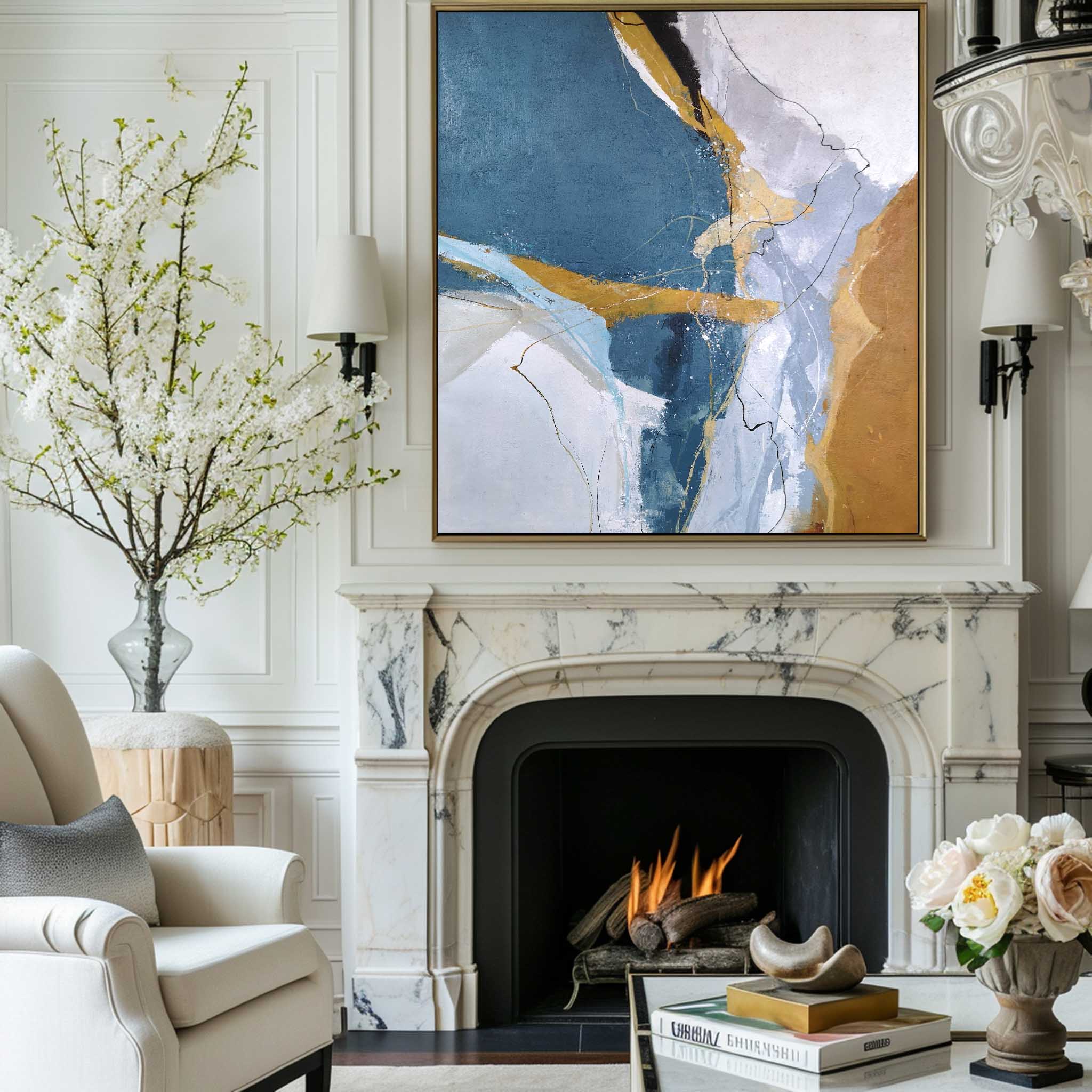 Blue Gold Abstract Art #ABAV68