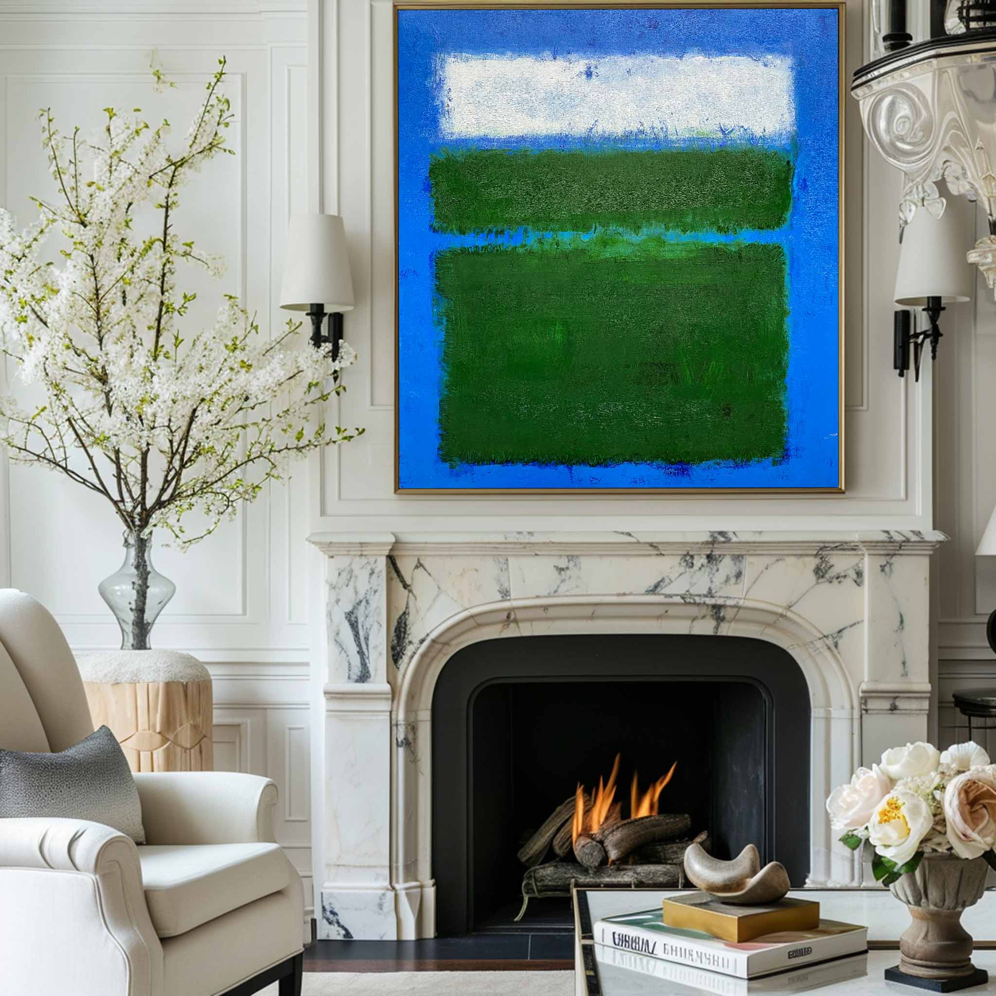 Blue And Green Minimalist Painting #ABAV124
