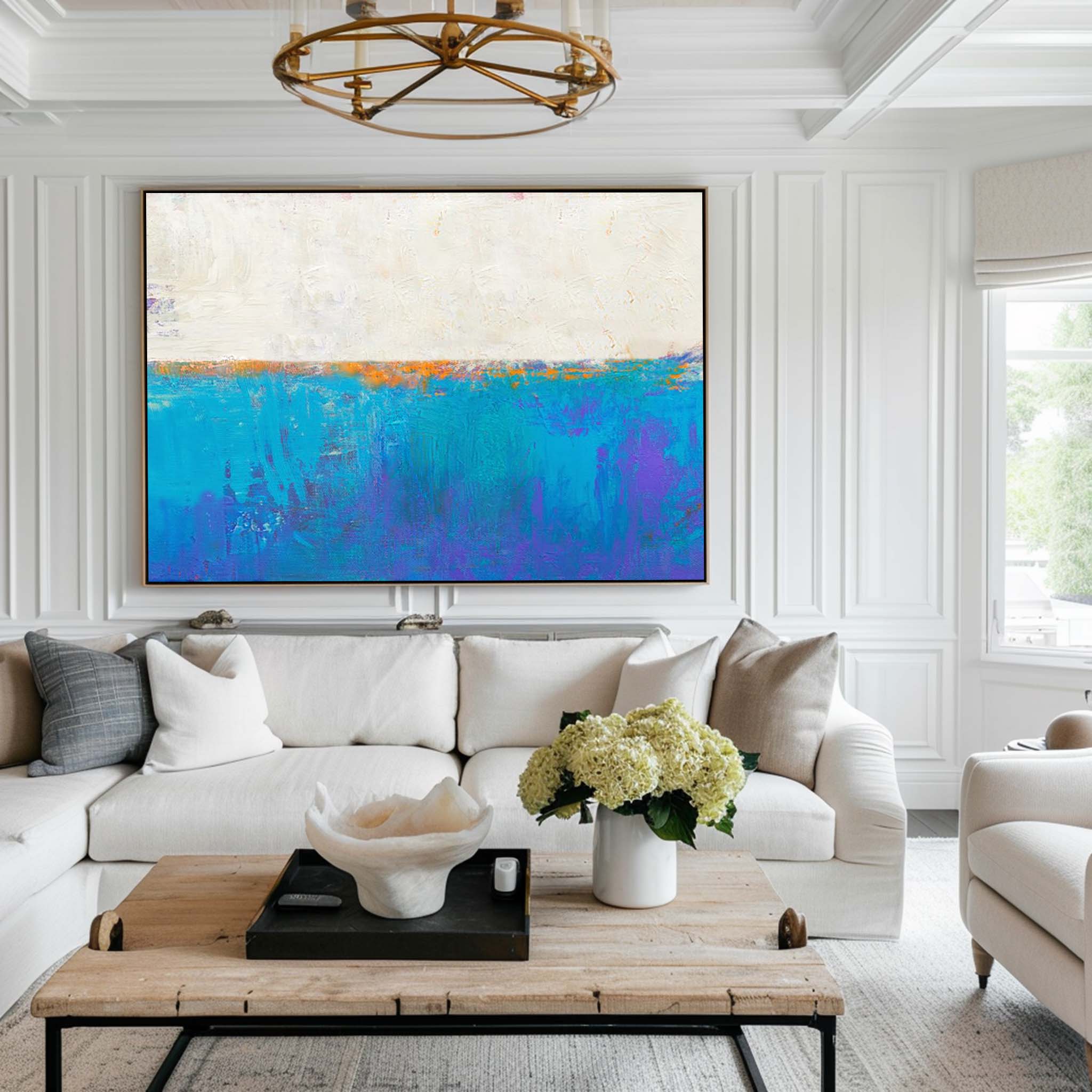 Original Blue Seascape Skyline Painting #ABSH21