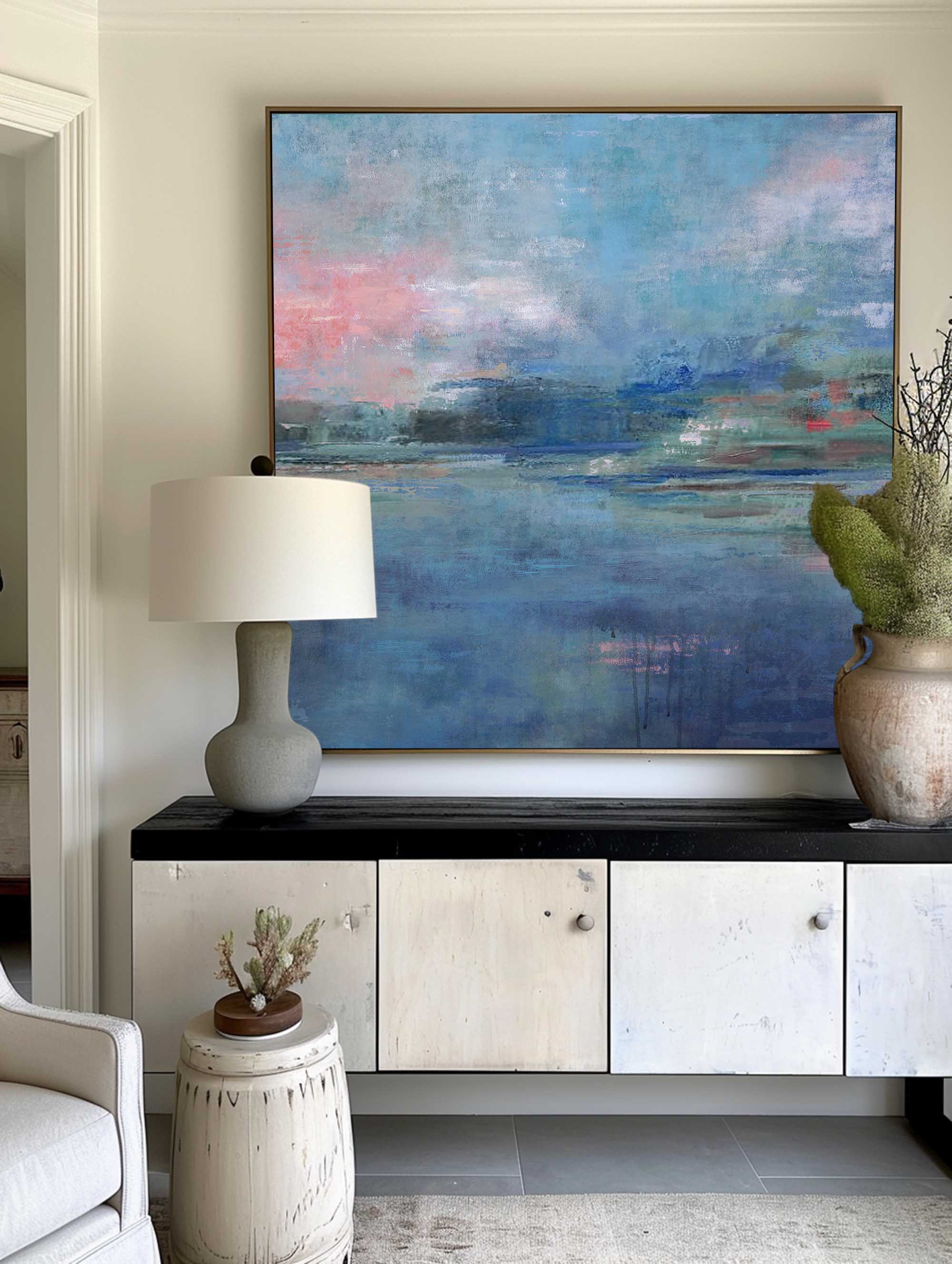 Blue Abstract Seascape Painting #ABSS12