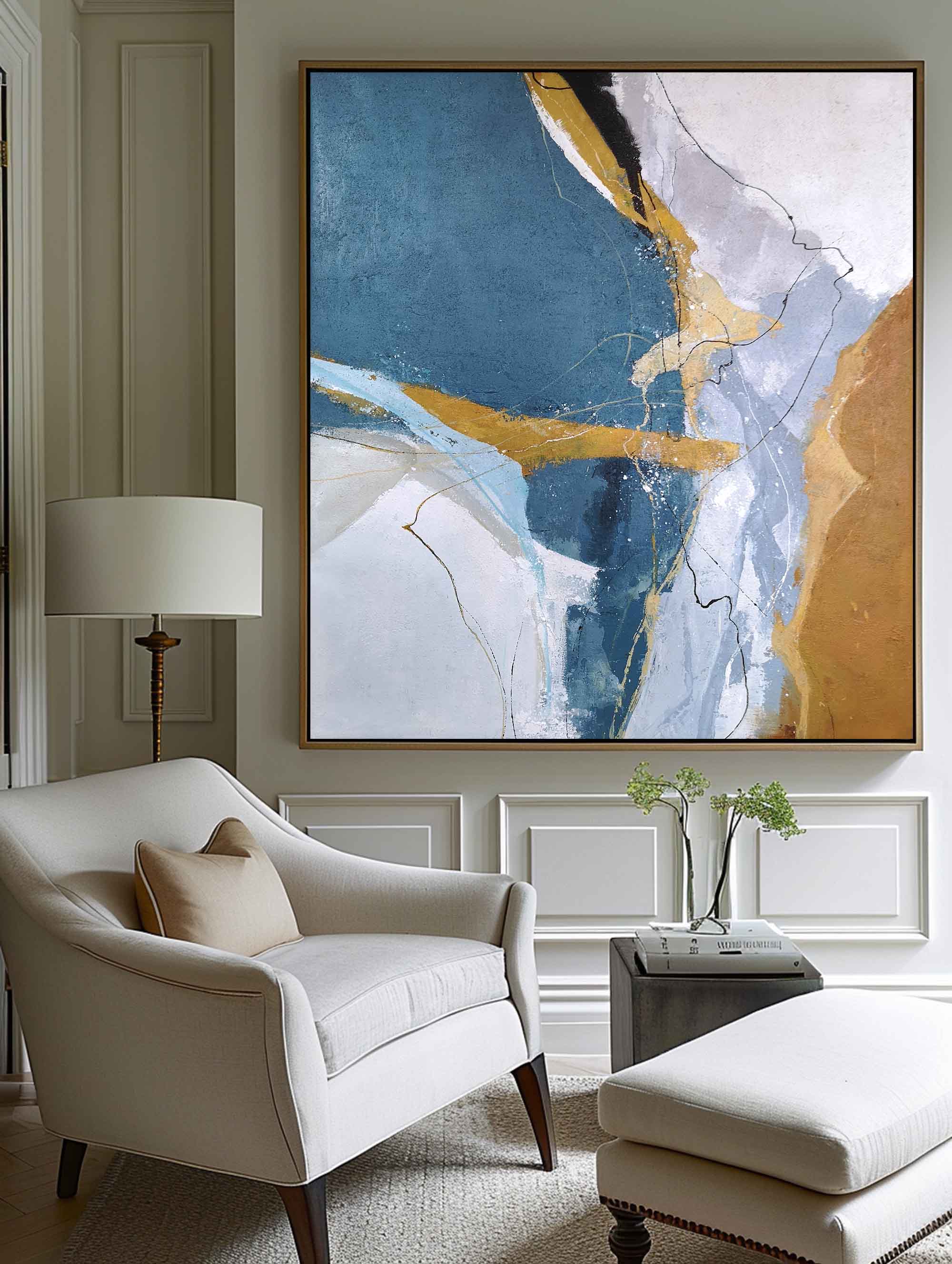 Blue Gold Abstract Art #ABAV68