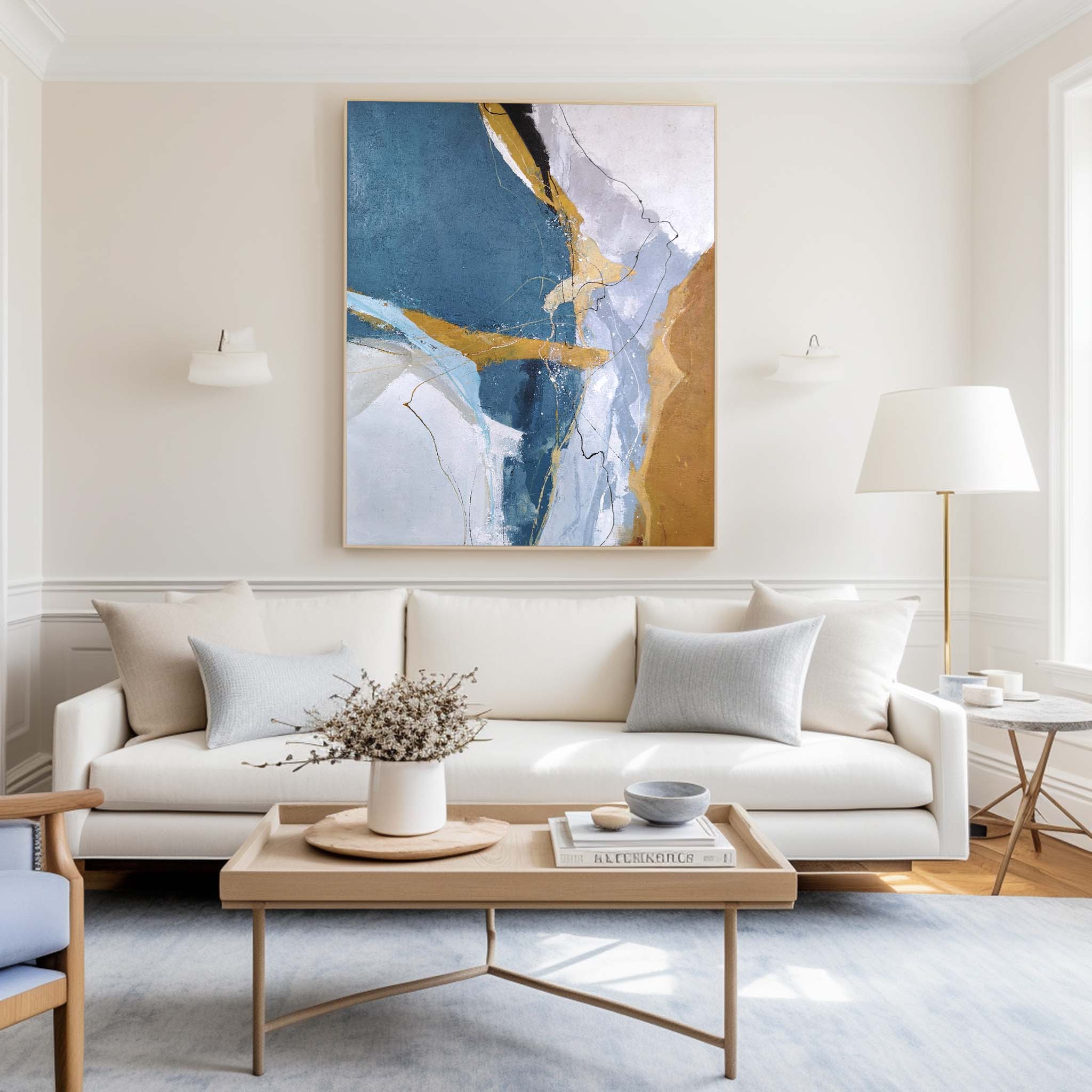 Blue Gold Abstract Art #ABAV68