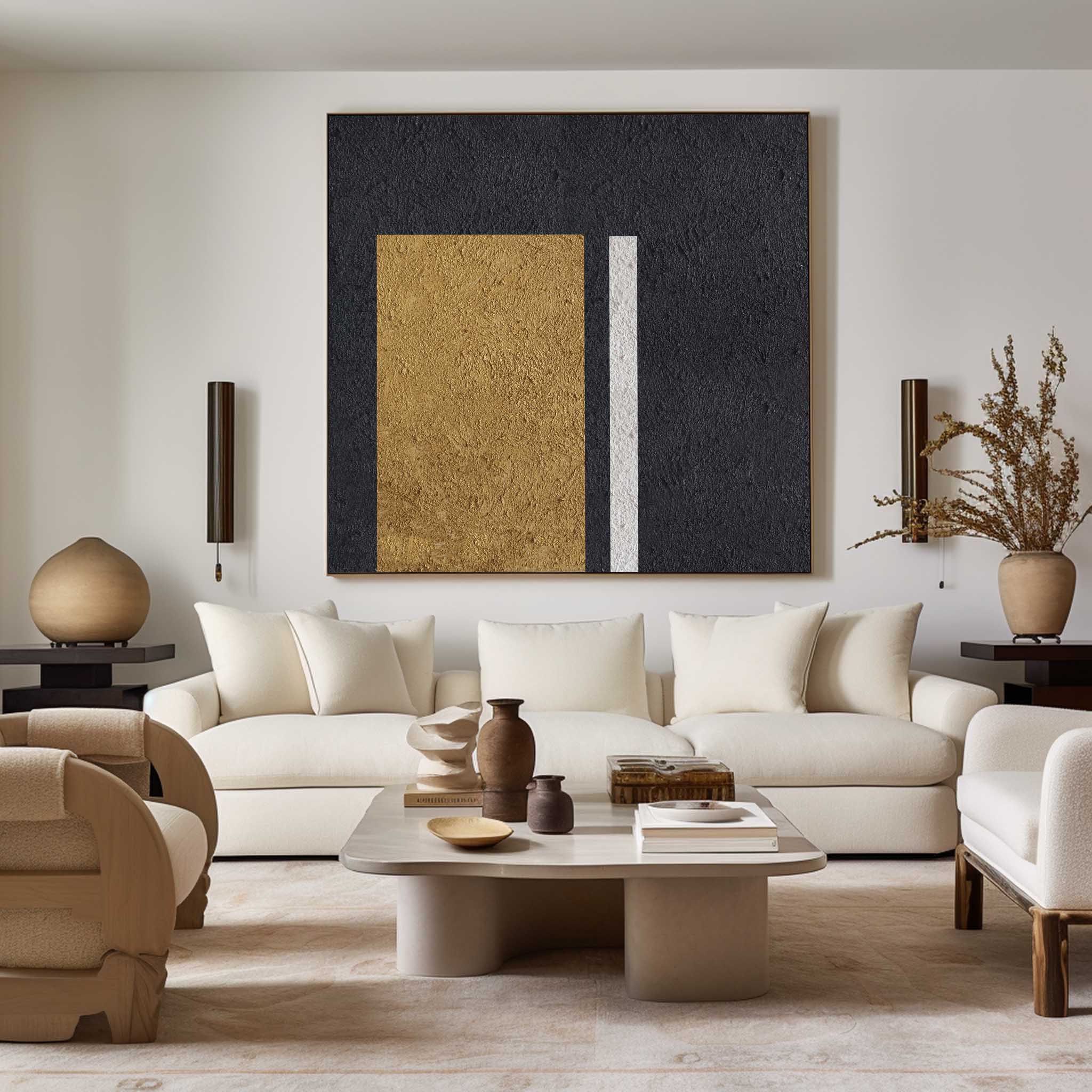 Black White Gold Minimalist Painting #ABAS38