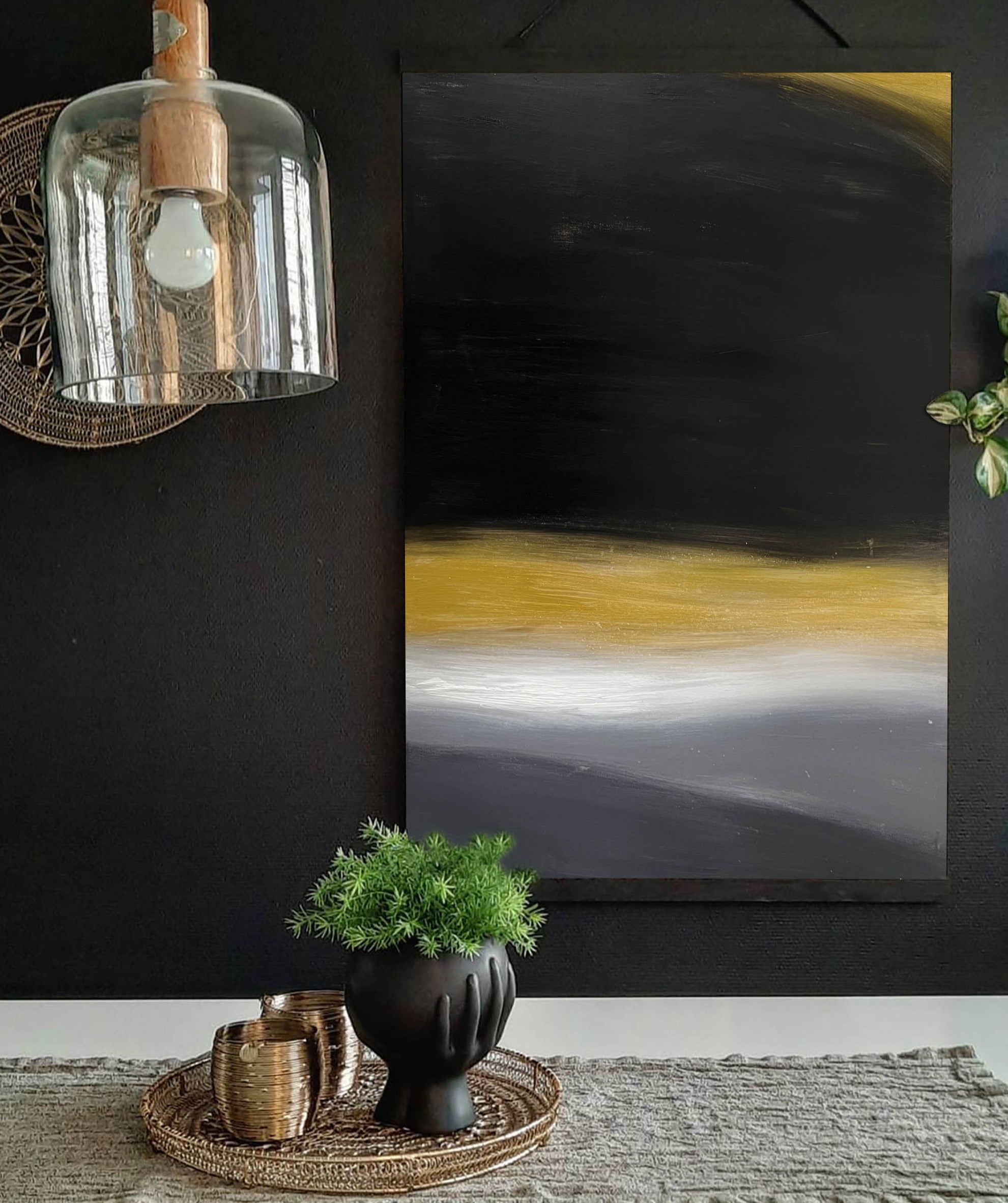 Modern Black Abstract Painting #ABAV239