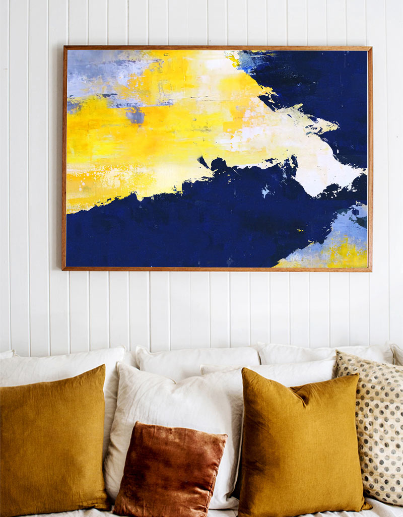 Blue And Yellow Abstract Art #ABAH27